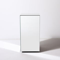 Mid-Century Modernist Beveled Mirror Pedestal with Smoked Top