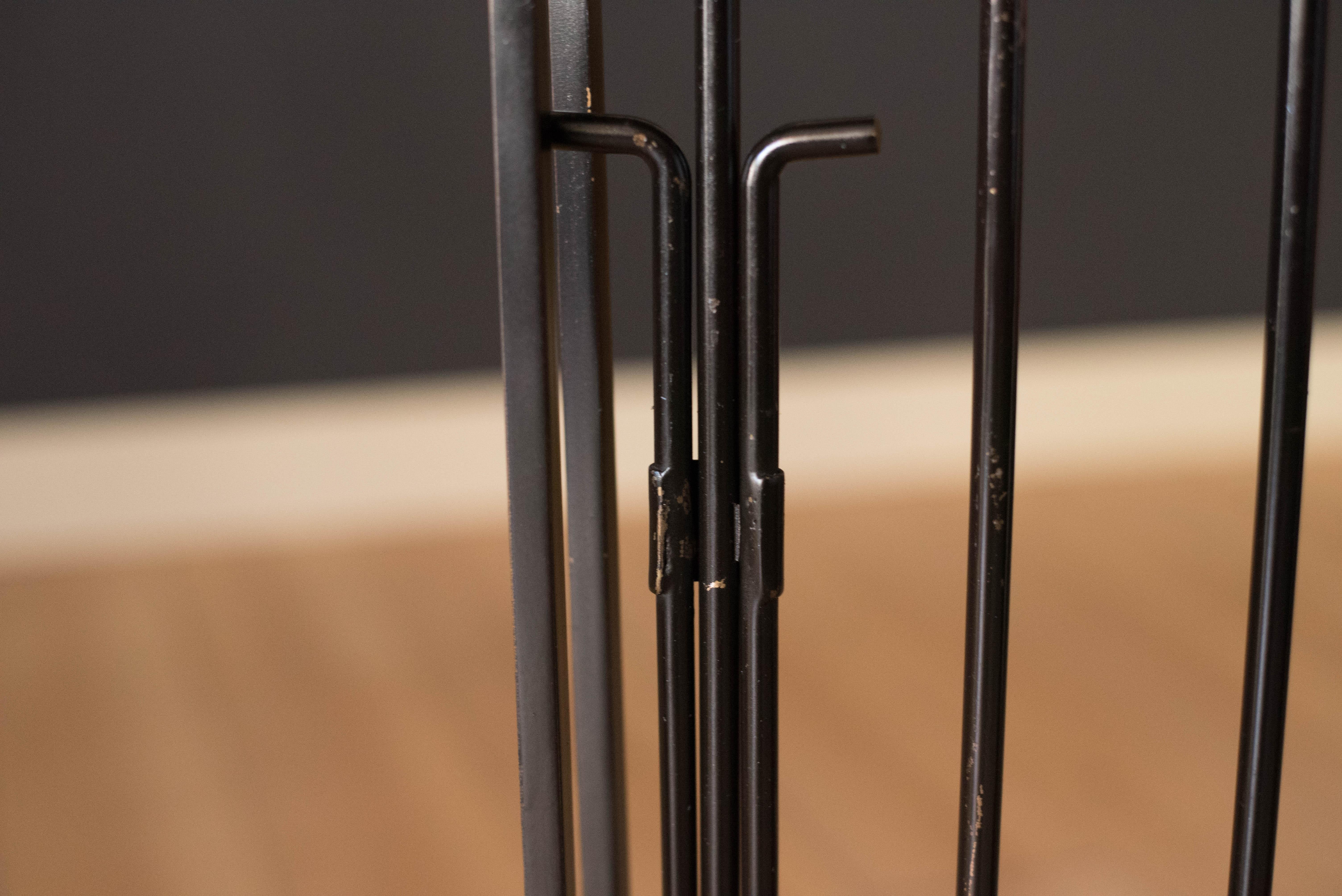 Mid-Century Modernist Black Cast Iron Fireplace Tools 1