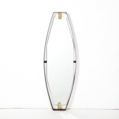 Mid-Century Modernist Black Enameled Bronze Frame & Brushed Brass Mirror