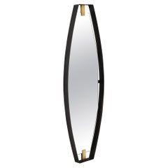 Mid-Century Modernist Black Enameled Bronze Frame & Brushed Brass Mirror