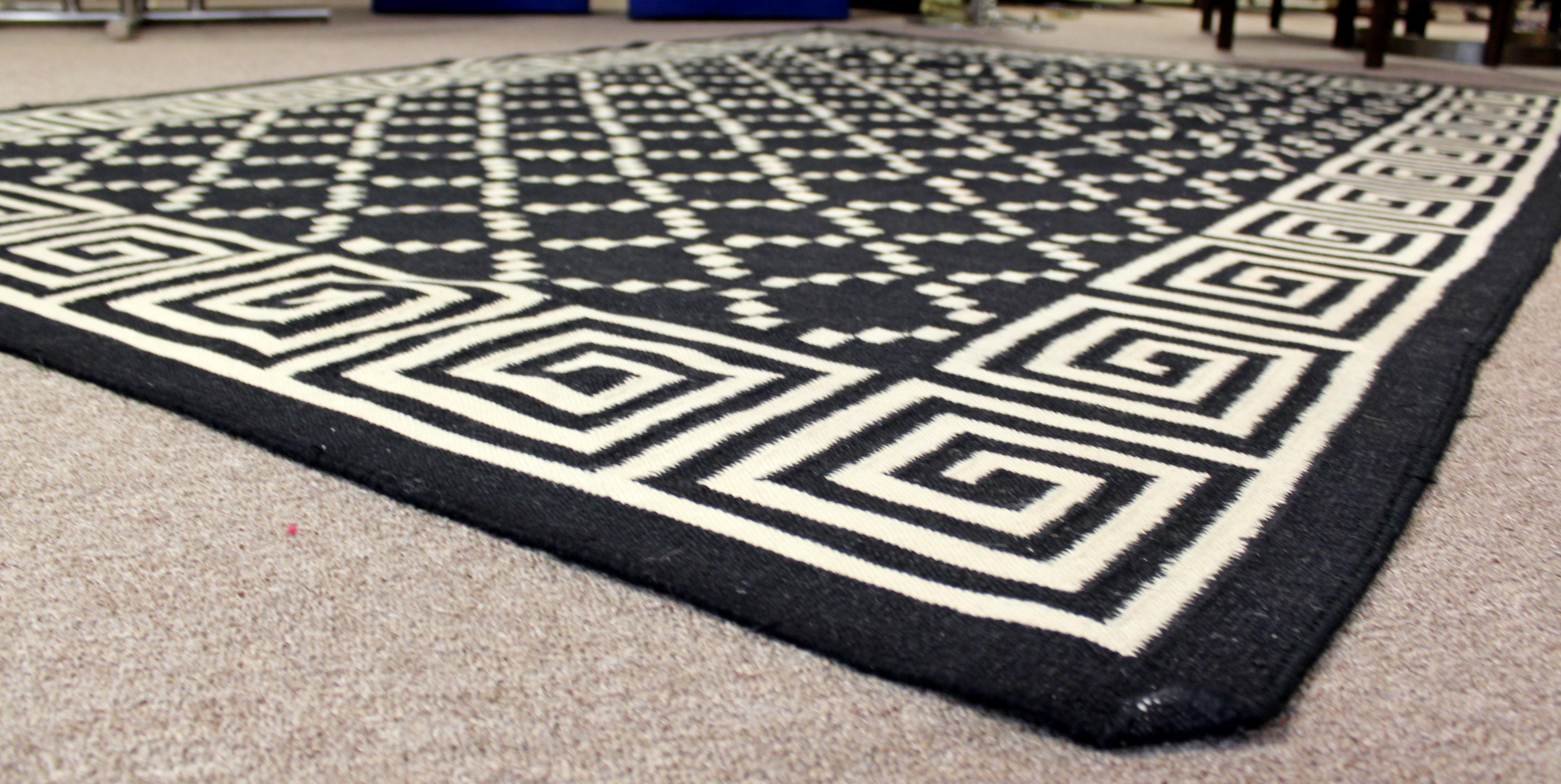 black and white mid century rug