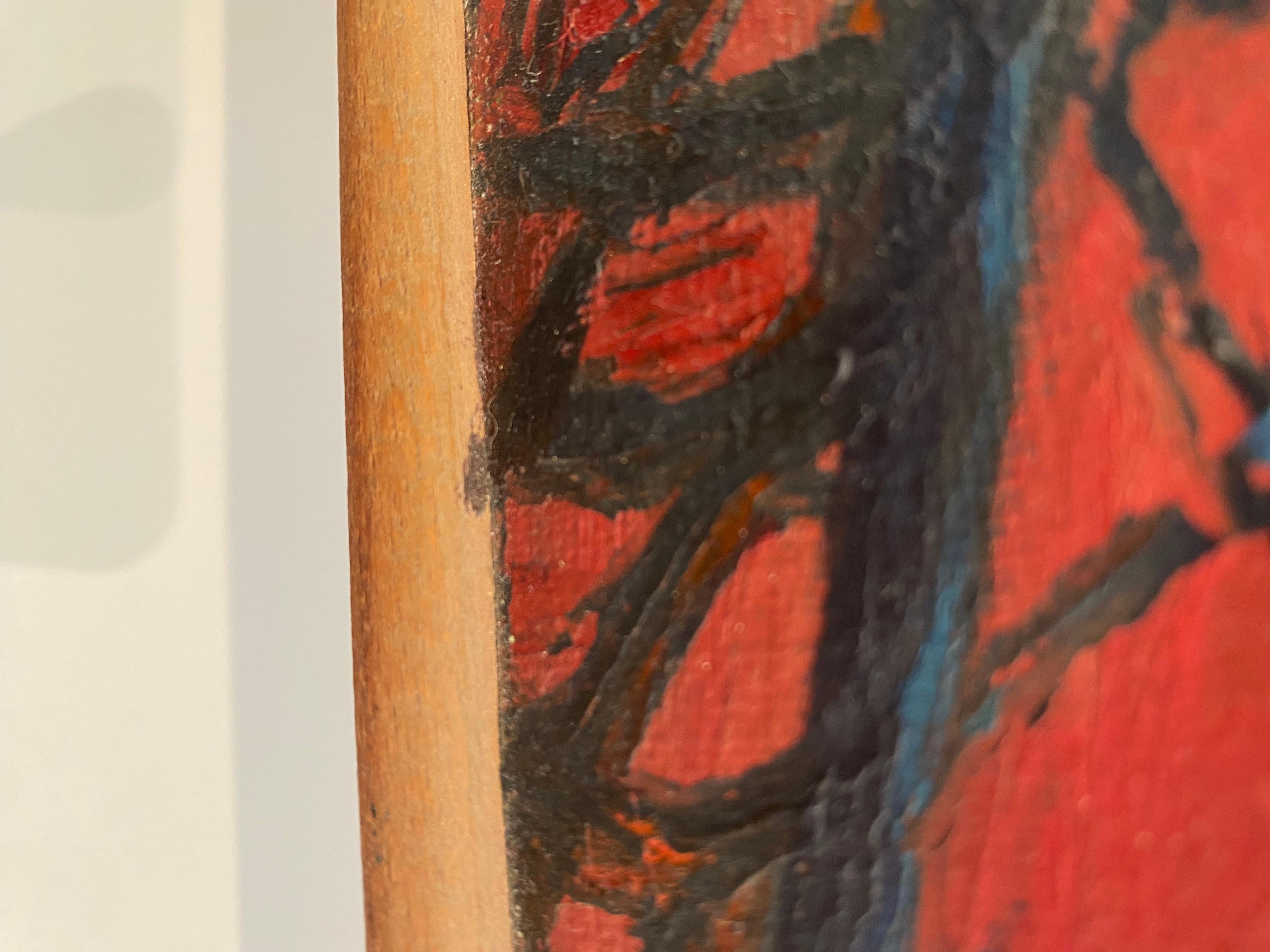 Mid-century Modernist Blue Red Women Singing by Puzant Godjamanian circa 1958 For Sale 3