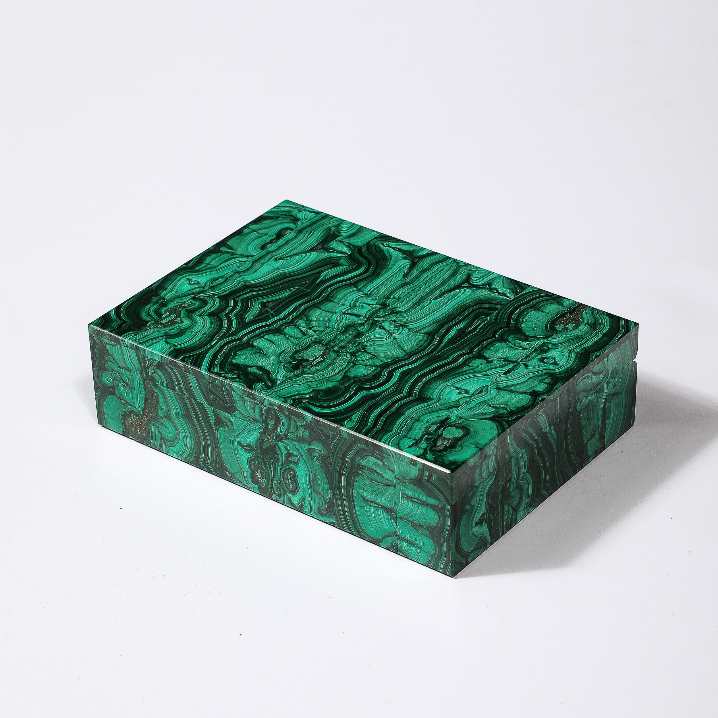 Russian Mid-Century Modernist Book-Matched Malachite Box