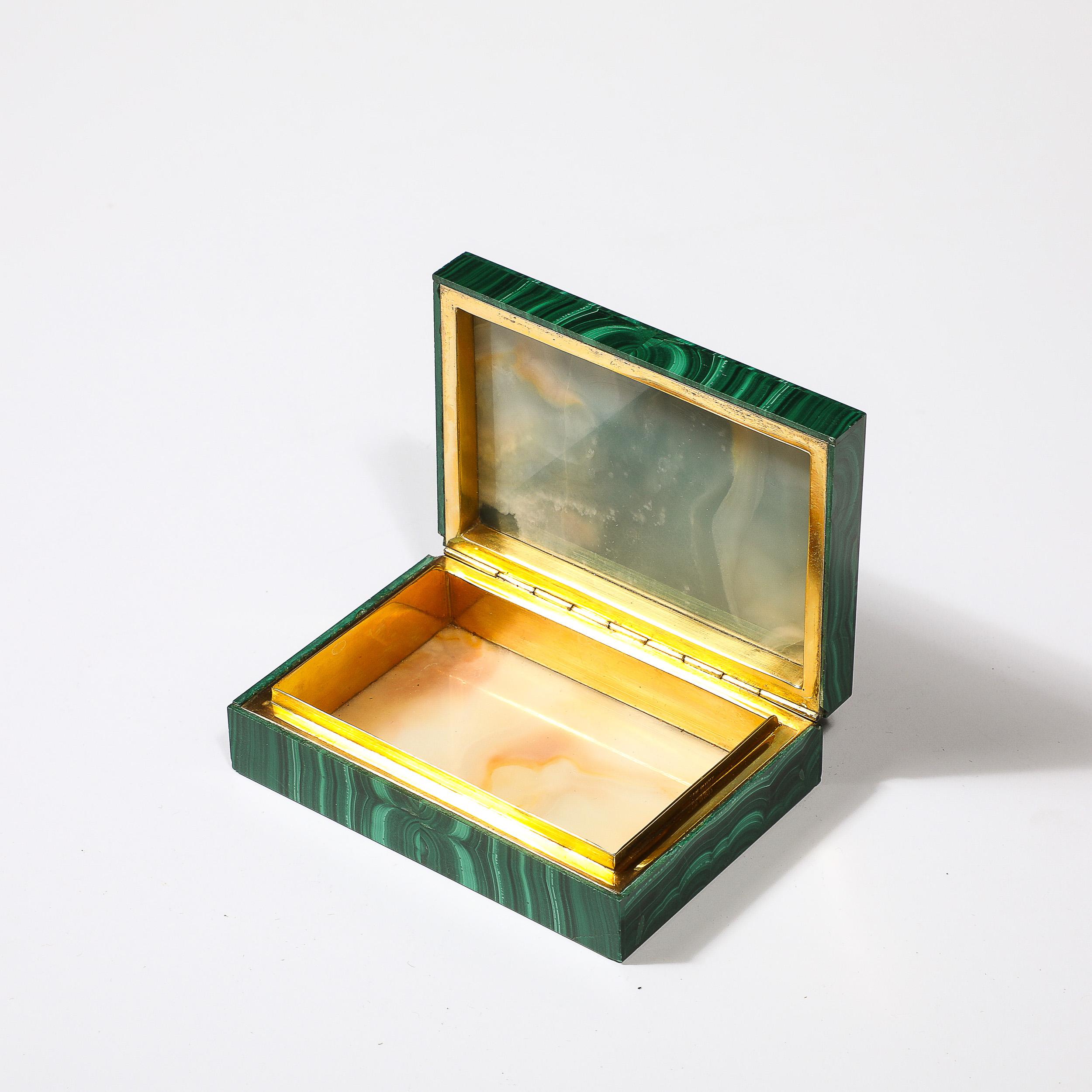 Mid-Century Modernist Book-Matched Malachite Box In Excellent Condition In New York, NY