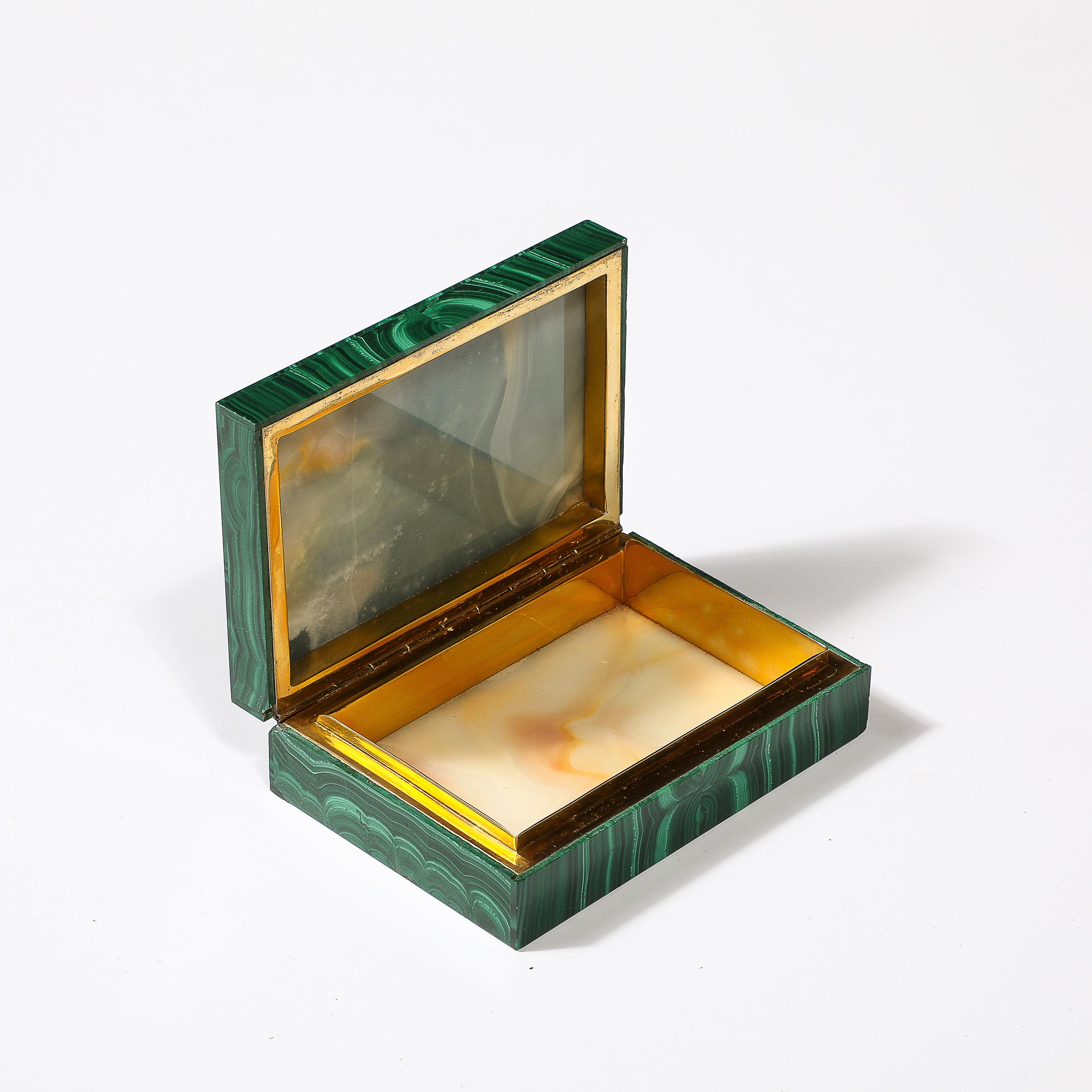 Late 20th Century Mid-Century Modernist Book-Matched Malachite Box