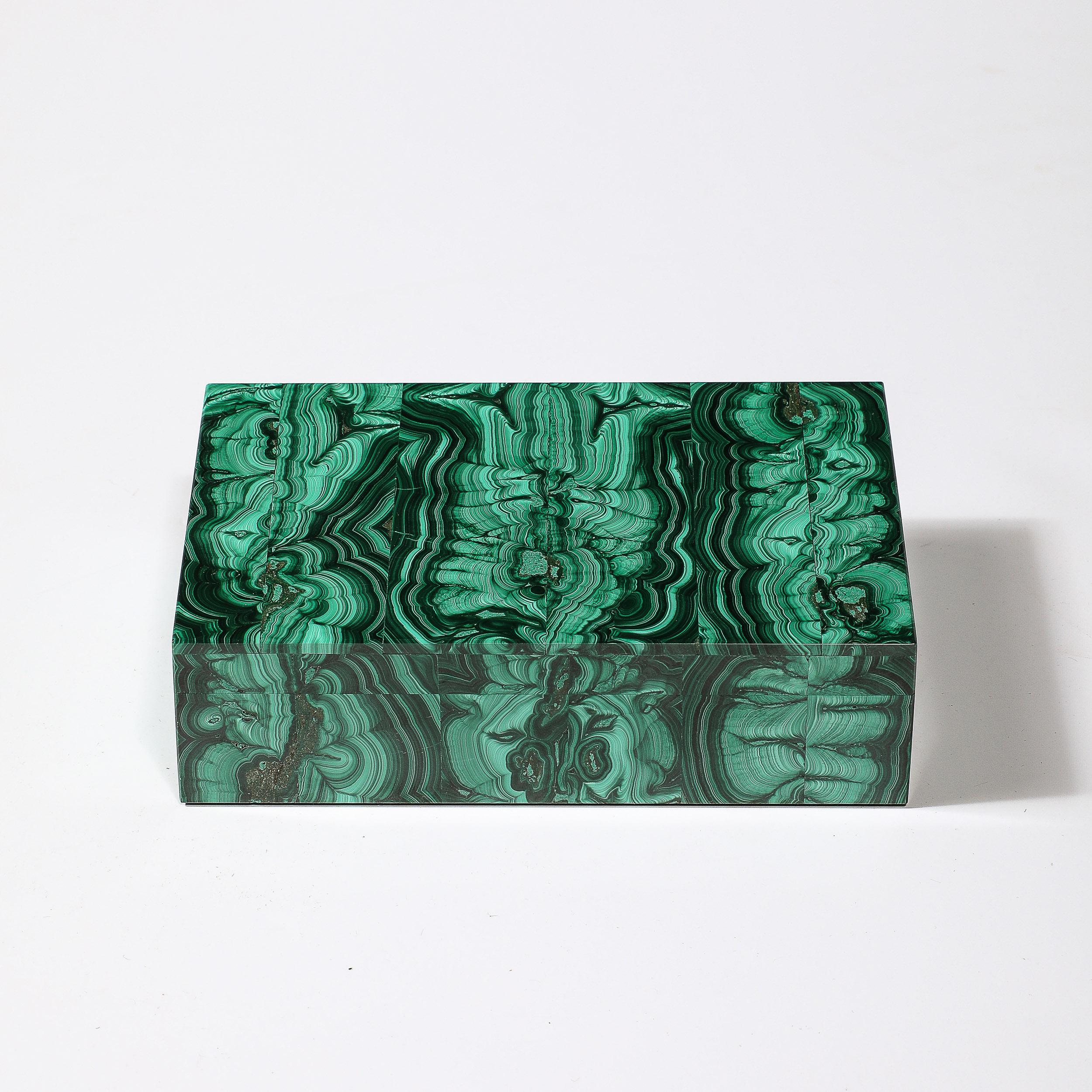 Late 20th Century Mid-Century Modernist Book-Matched Malachite Box