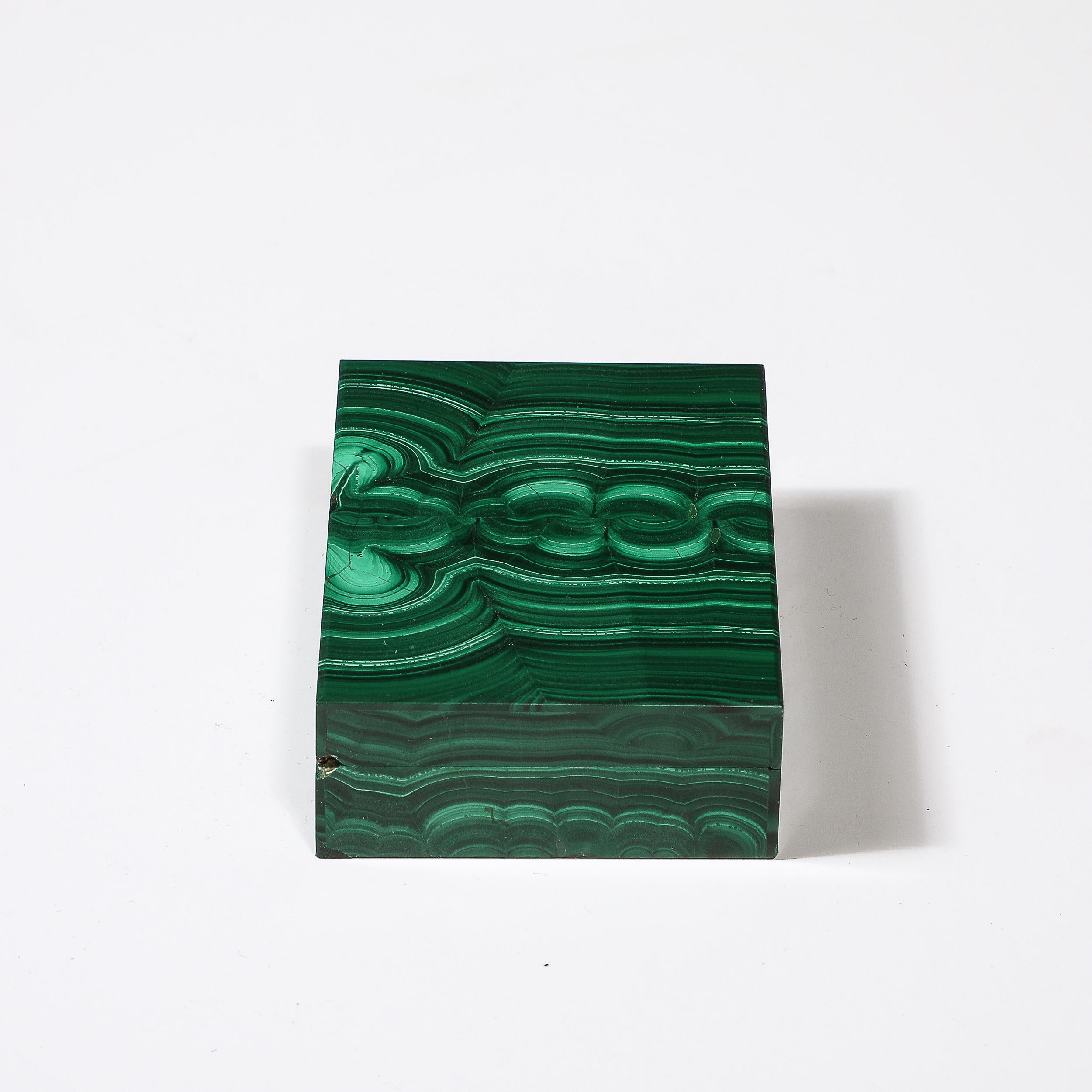 Mid-Century Modernist Book-Matched Malachite Box 1