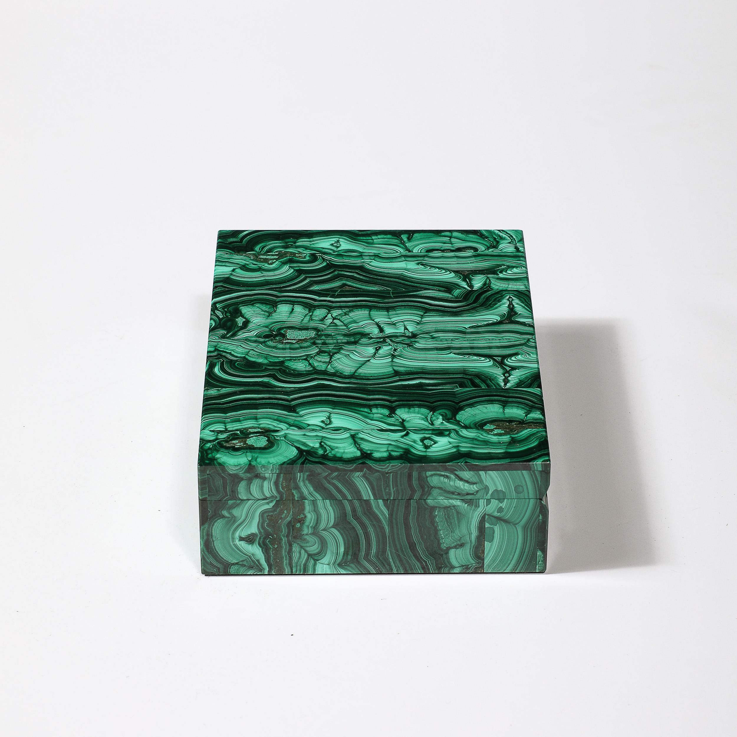 Mid-Century Modernist Book-Matched Malachite Box 1