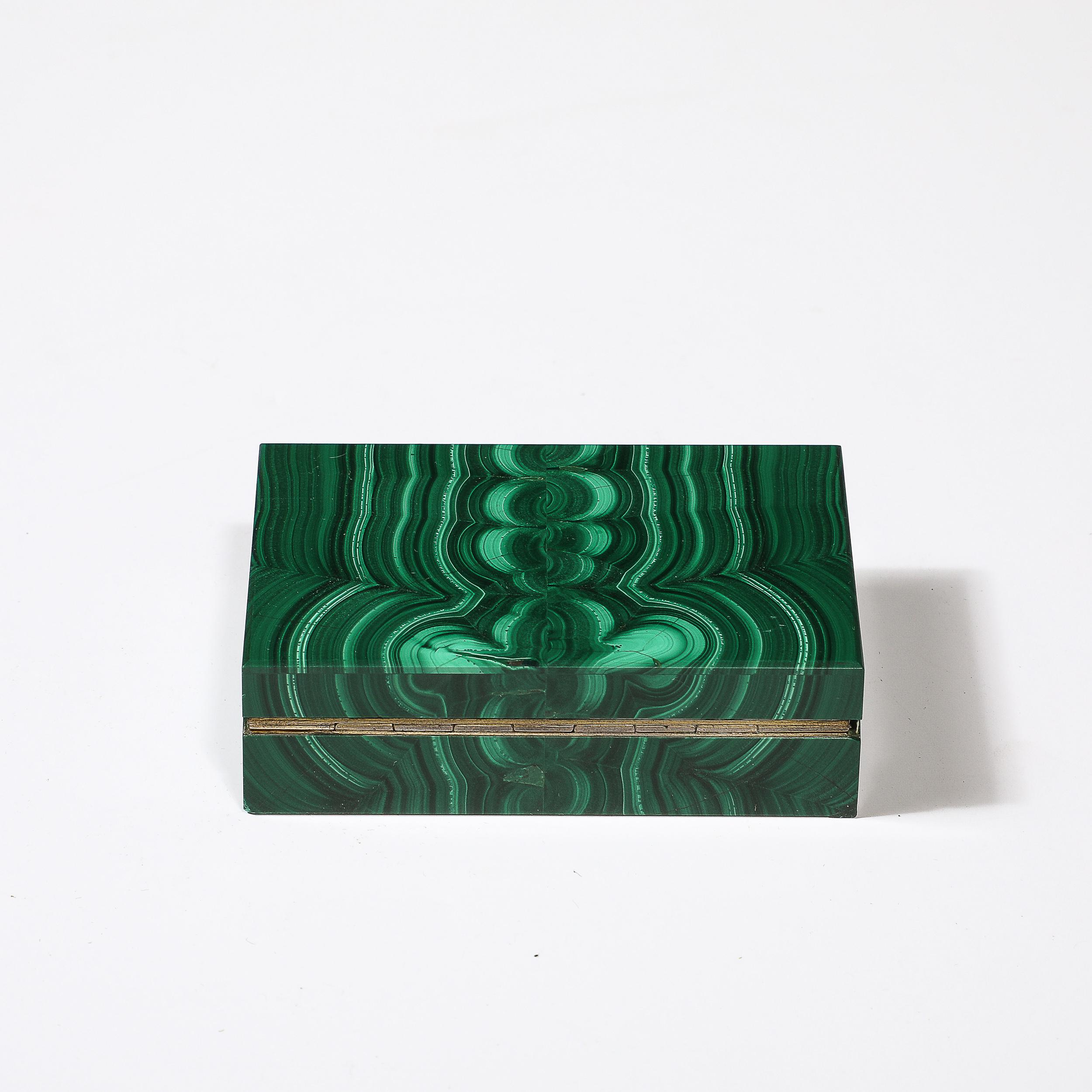 Mid-Century Modernist Book-Matched Malachite Box 2