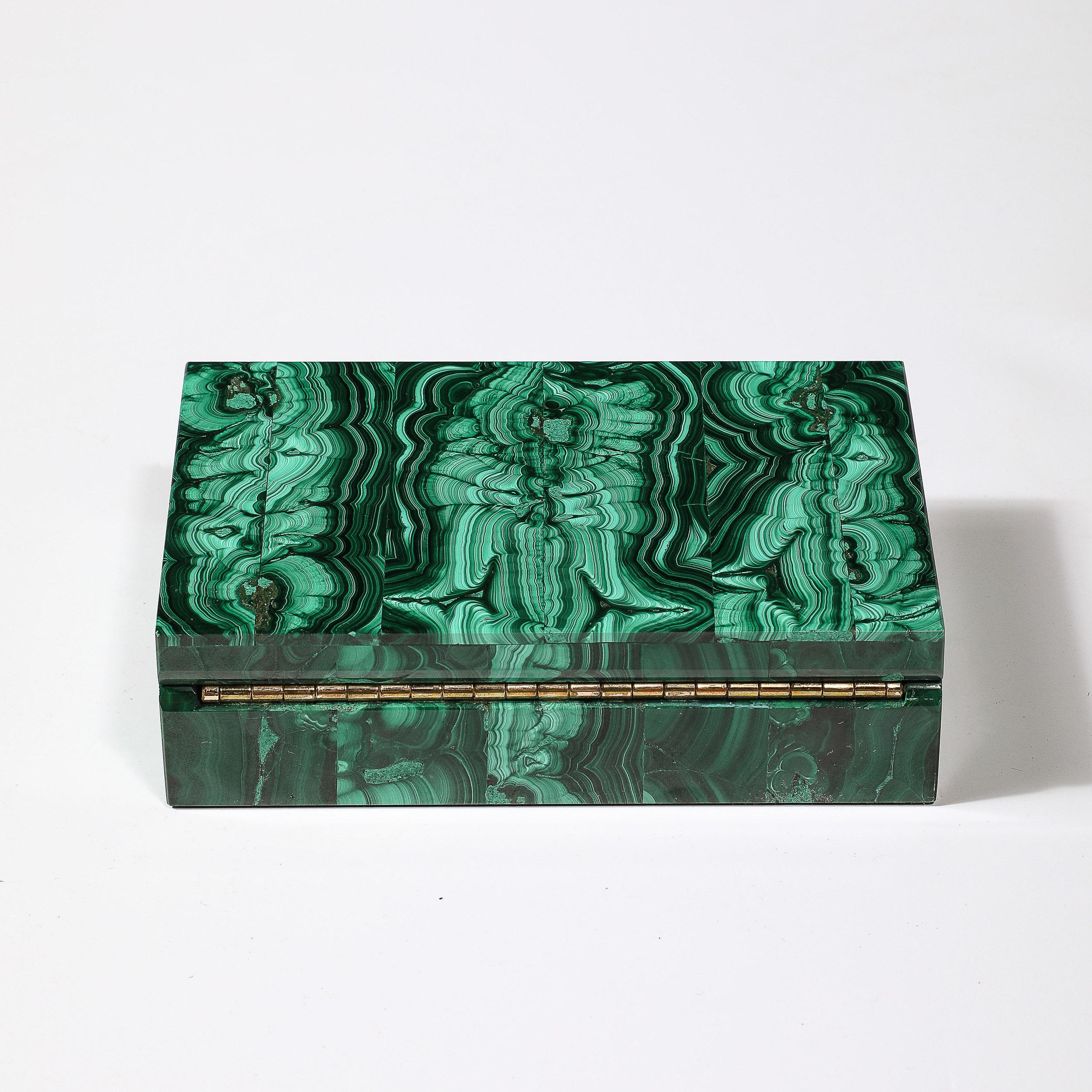 Mid-Century Modernist Book-Matched Malachite Box 2