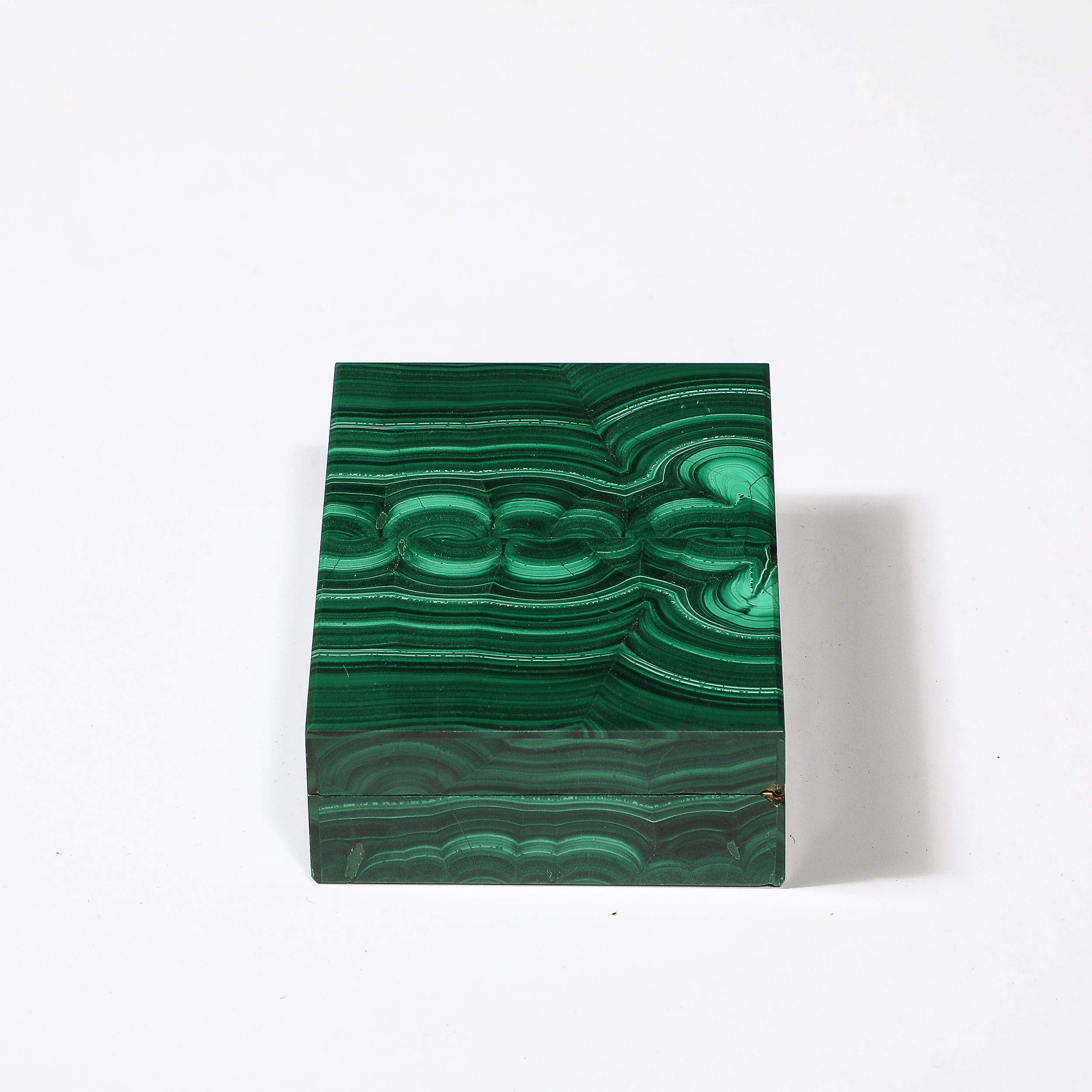 Mid-Century Modernist Book-Matched Malachite Box 3