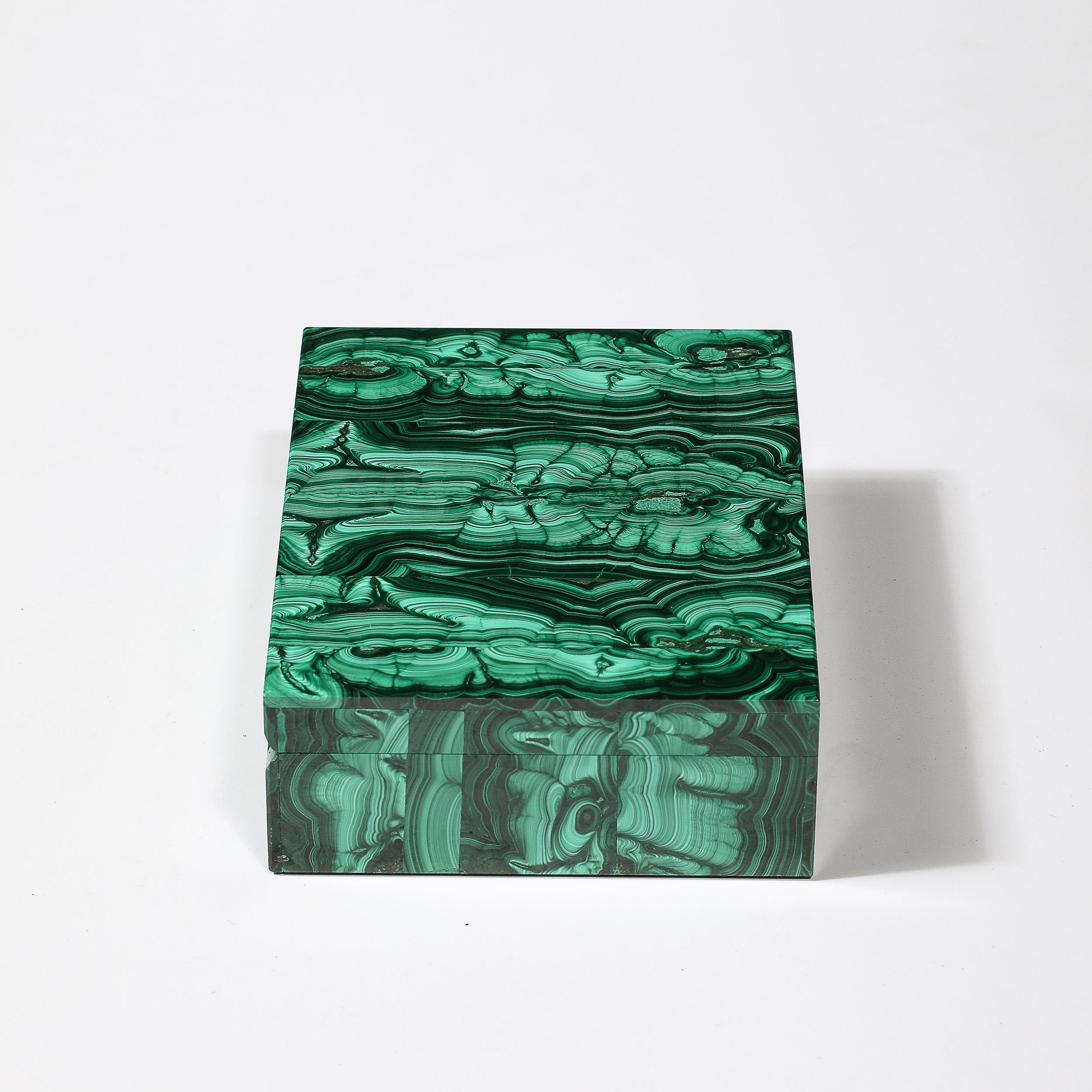 Mid-Century Modernist Book-Matched Malachite Box 3