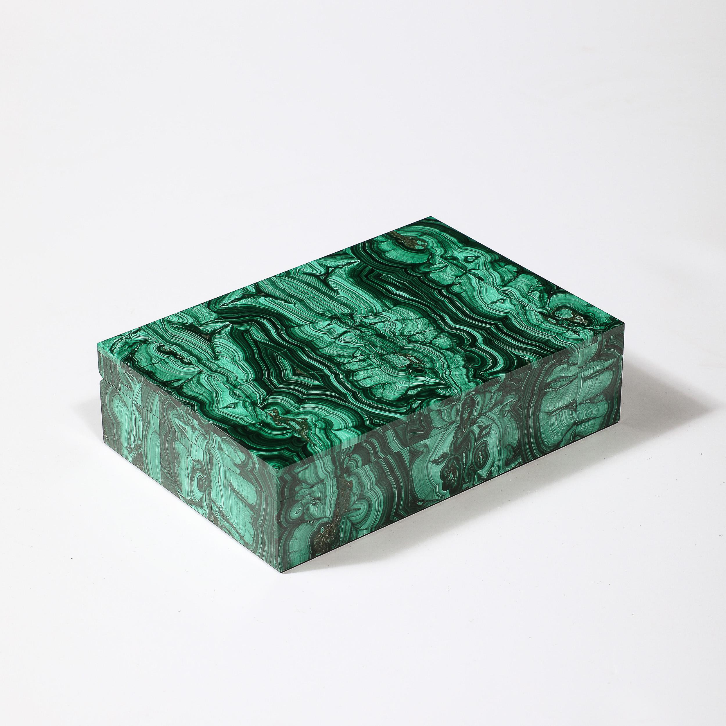 Mid-Century Modernist Book-Matched Malachite Box 4