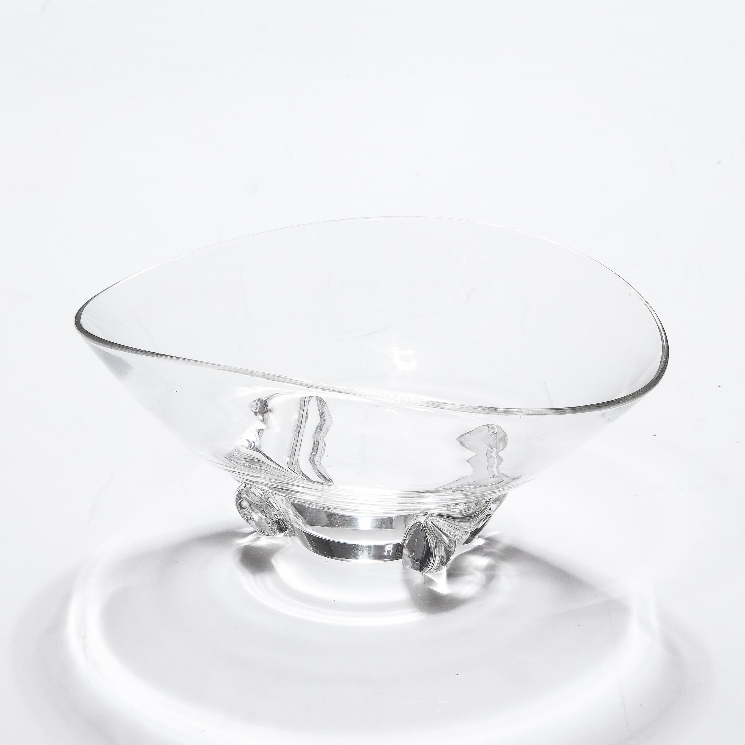 Mid-Century Modernist Bowl W/ Organic Sculptural Base Signed Steuben  In Excellent Condition For Sale In New York, NY