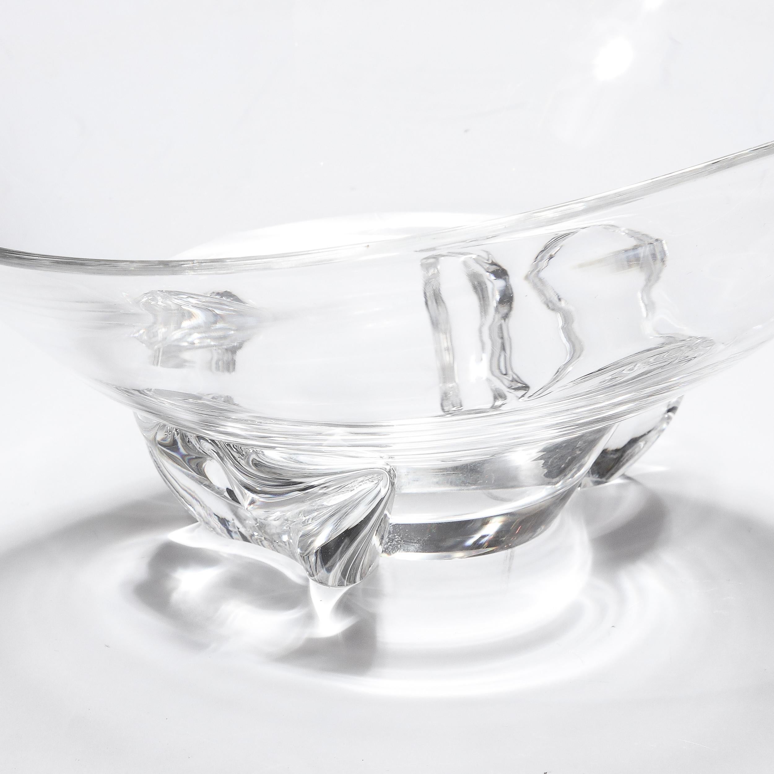 Mid-Century Modernist Bowl W/ Organic Sculptural Base Signed Steuben 1