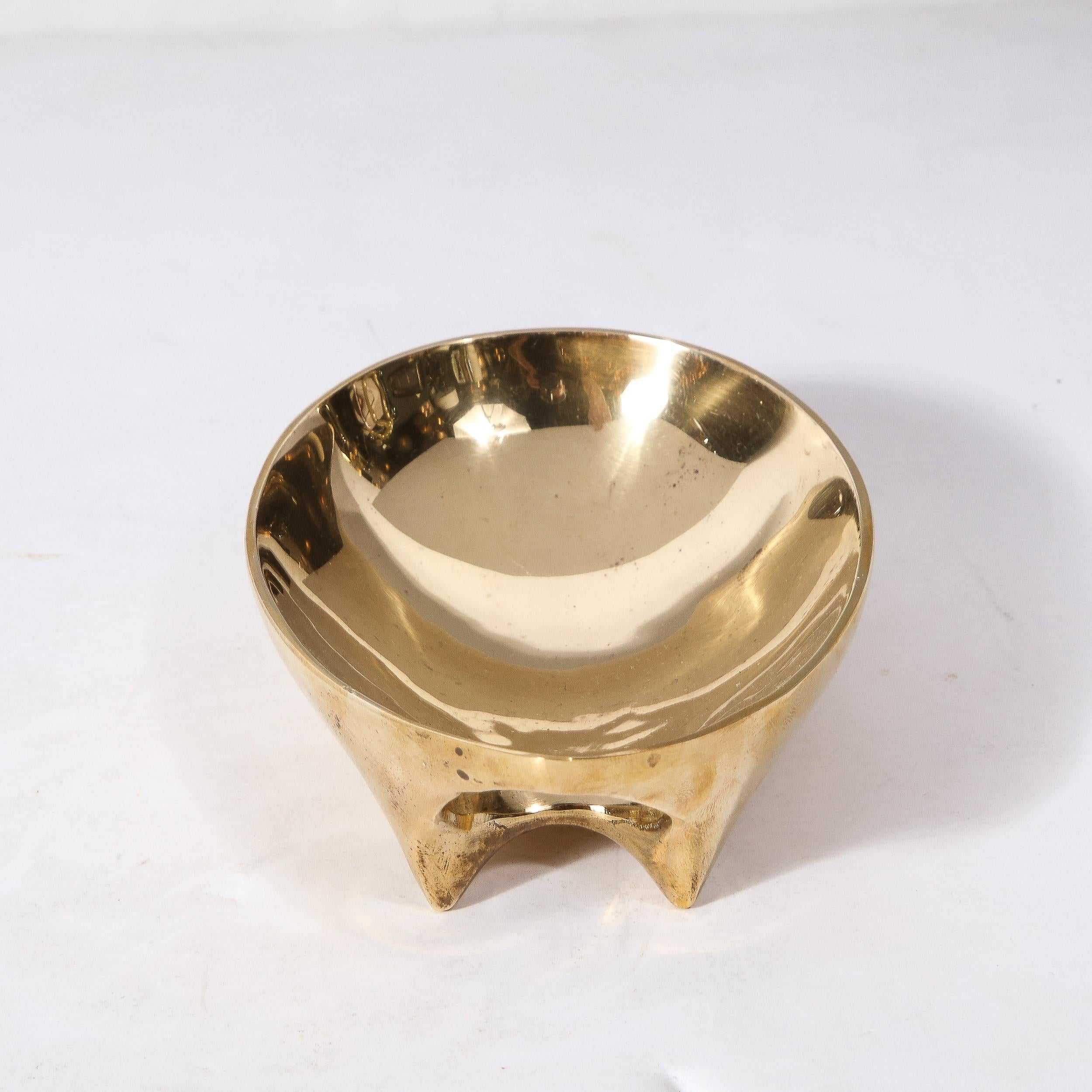 Polished Mid-Century Modernist Brass Bowl Signed Carl Aubock 