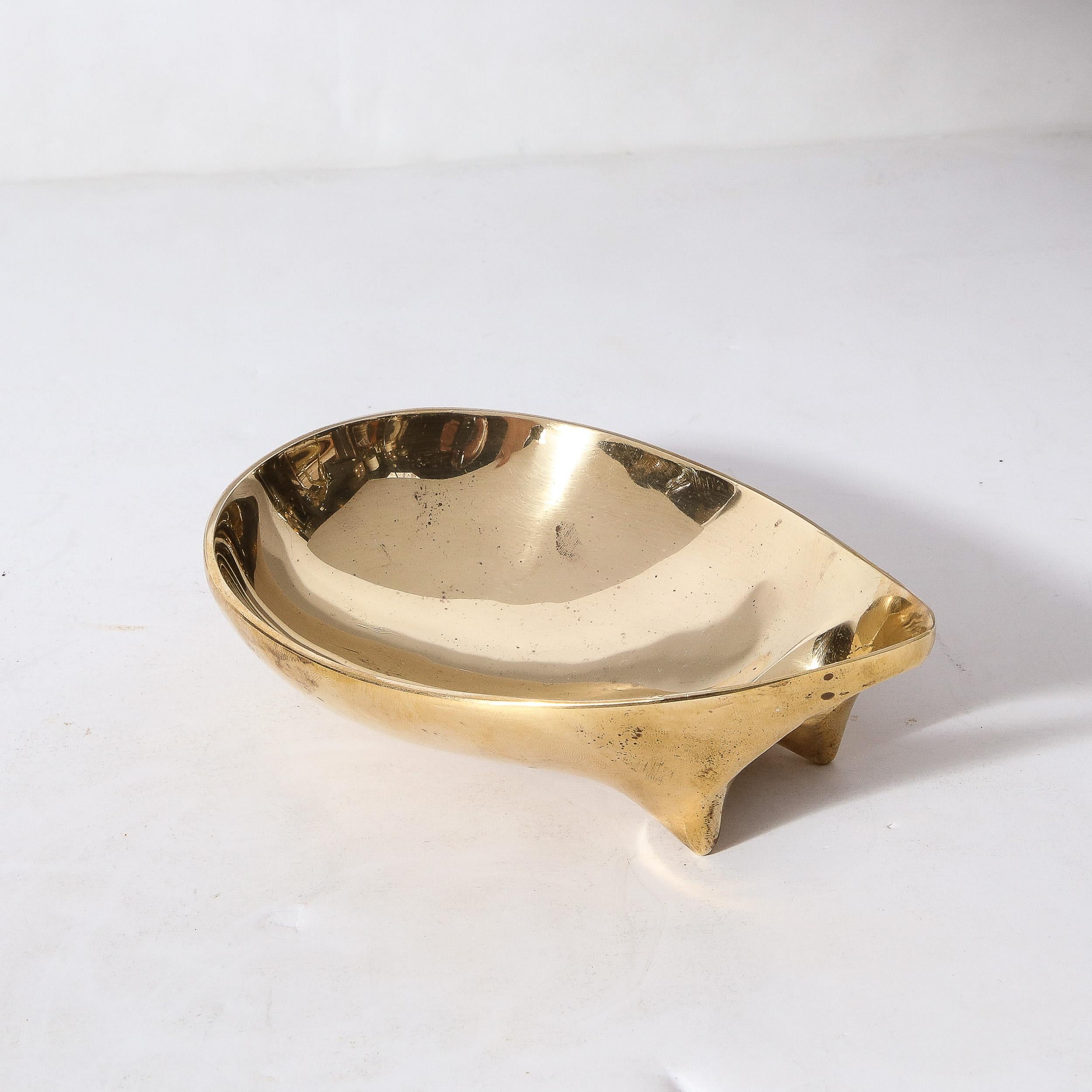 Mid-Century Modernist Brass Bowl Signed Carl Aubock  In Excellent Condition In New York, NY