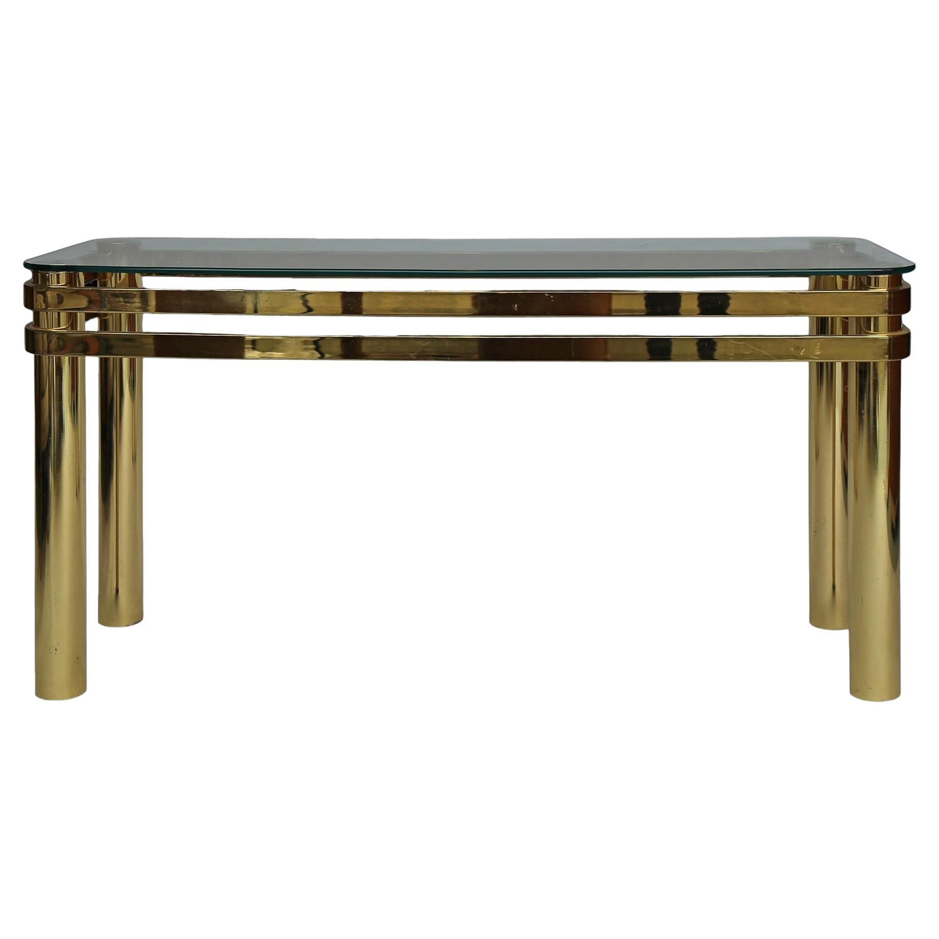 Mid-Century Modernist Brass Console Table For Sale