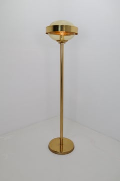 Mid-Century Modernist Brass Floor Lamps with Hand-Blown Glass, 1960s