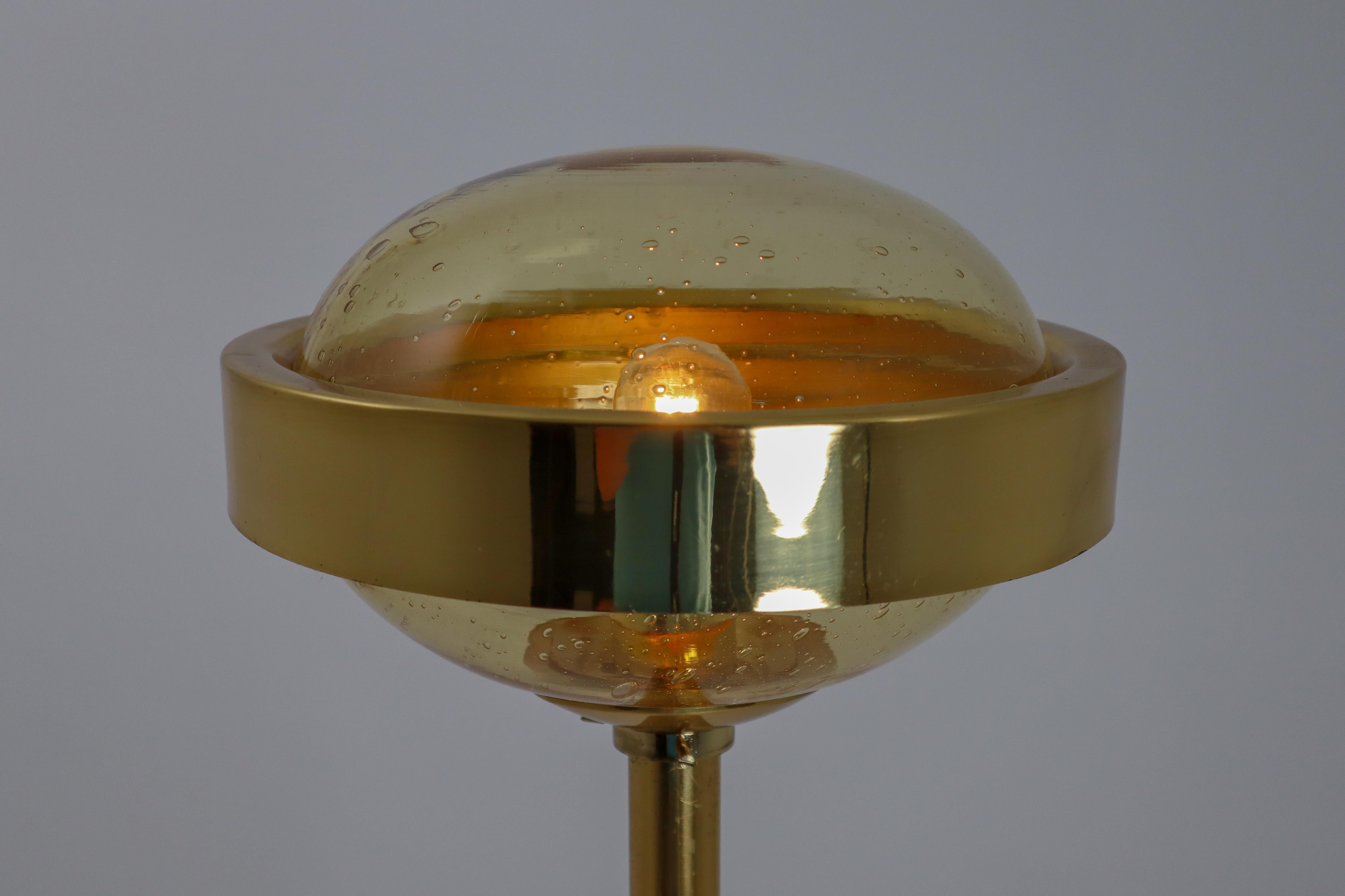 Mid-Century Modernist Brass Floor Lamps with Hand-Blown Glass, 1960s 1