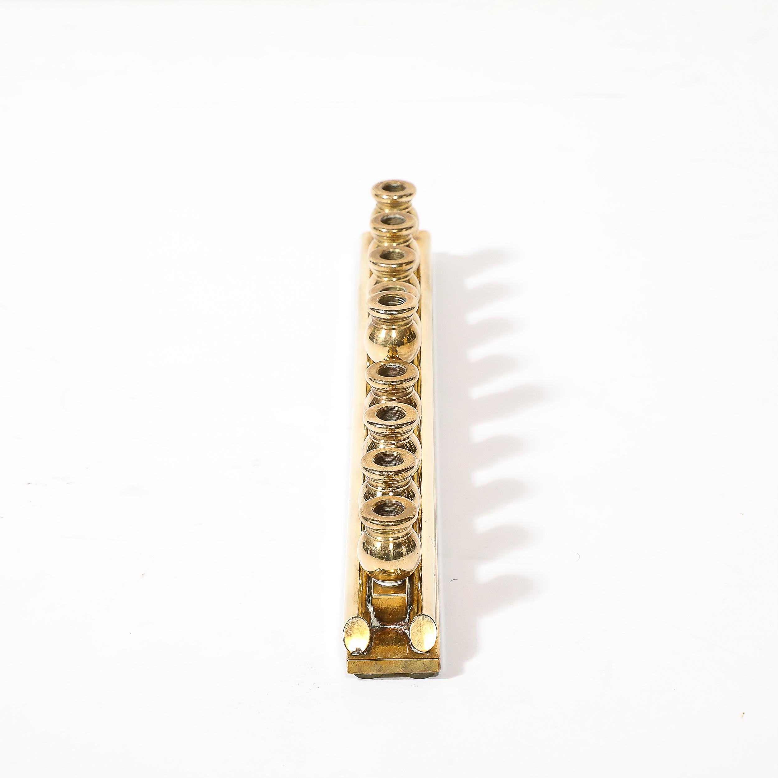 Mid-Century Modernist Brass Menorah signed Morningstar Metalworks For Sale 5