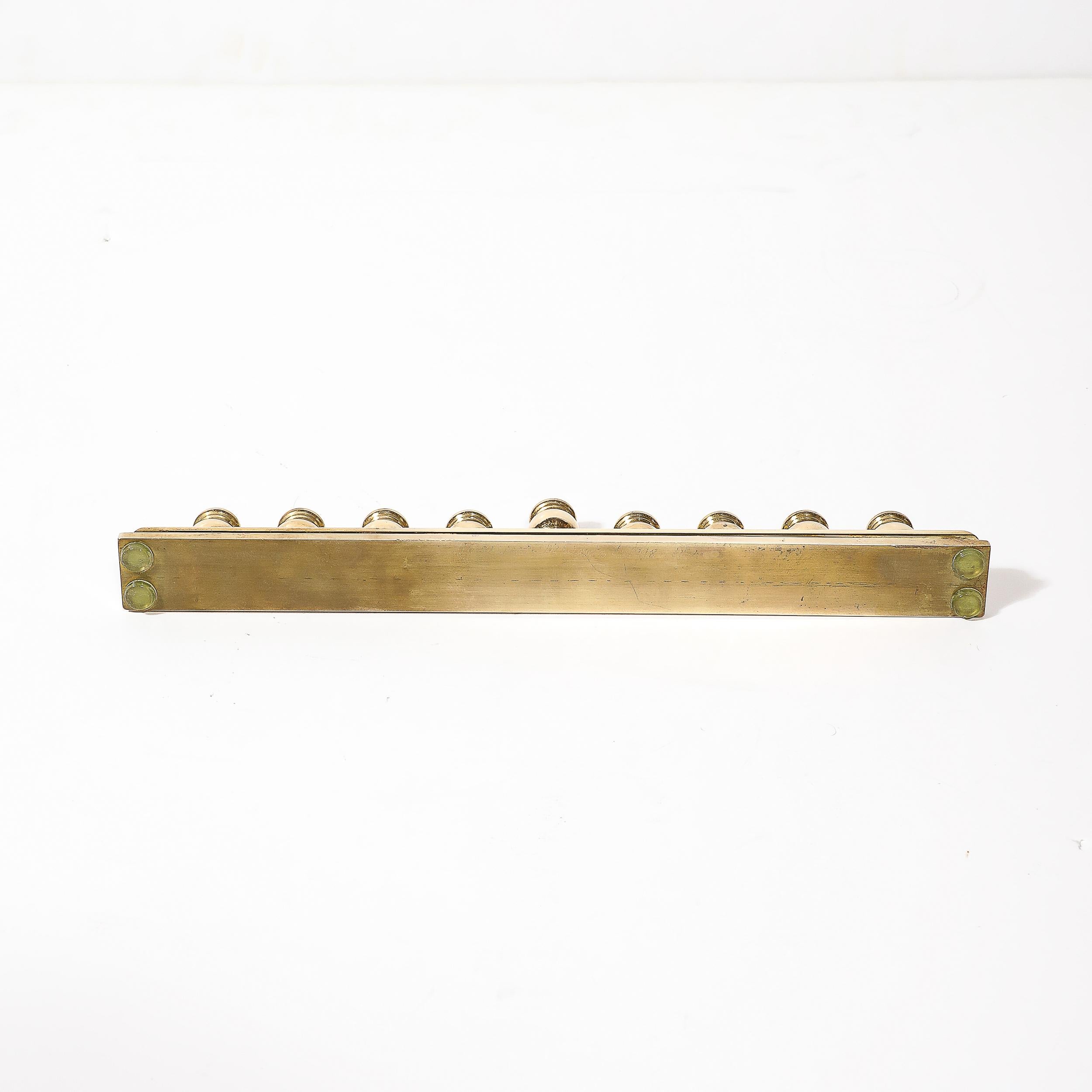 Mid-Century Modernist Brass Menorah signed Morningstar Metalworks For Sale 7