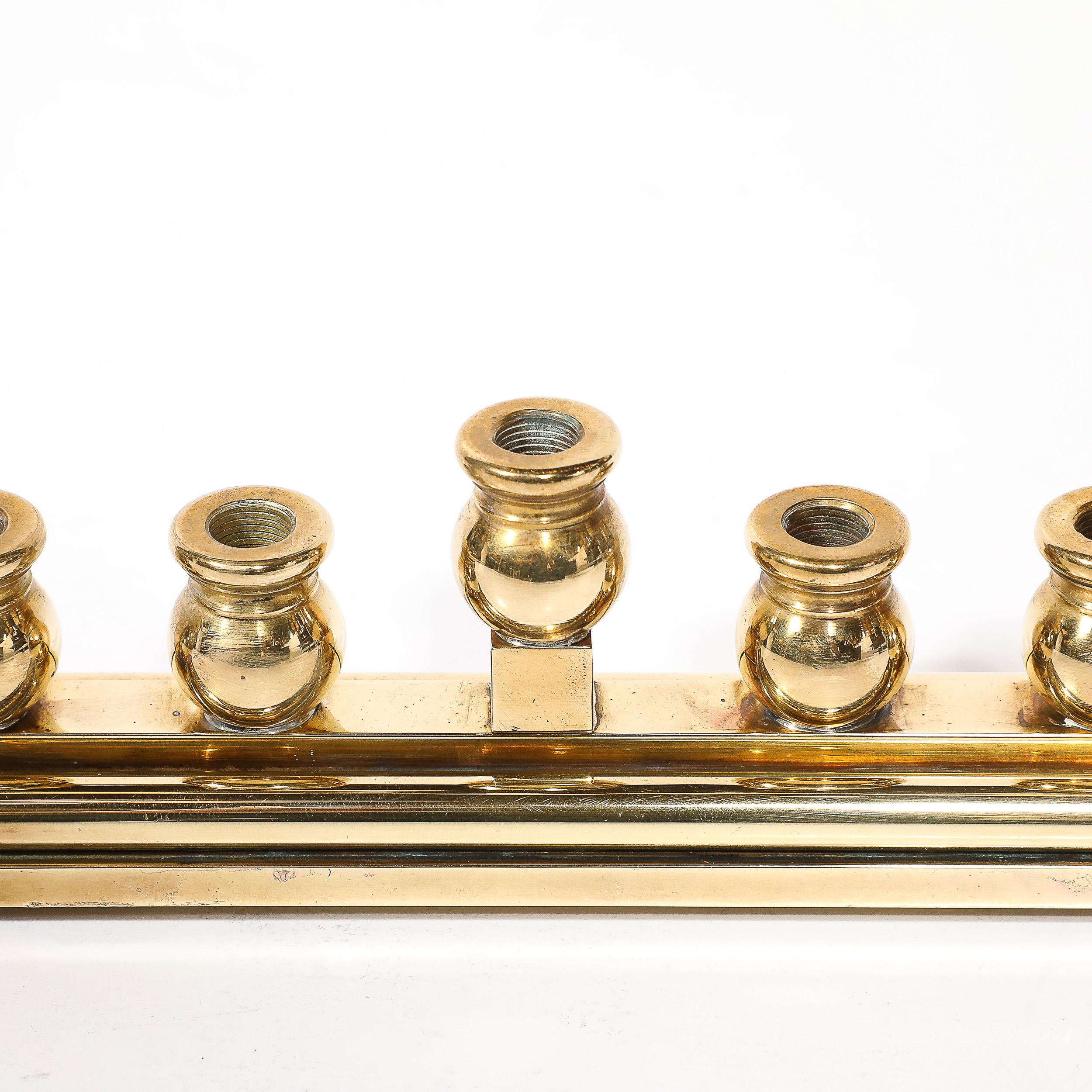 Mid-Century Modernist Brass Menorah signed Morningstar Metalworks For Sale 2