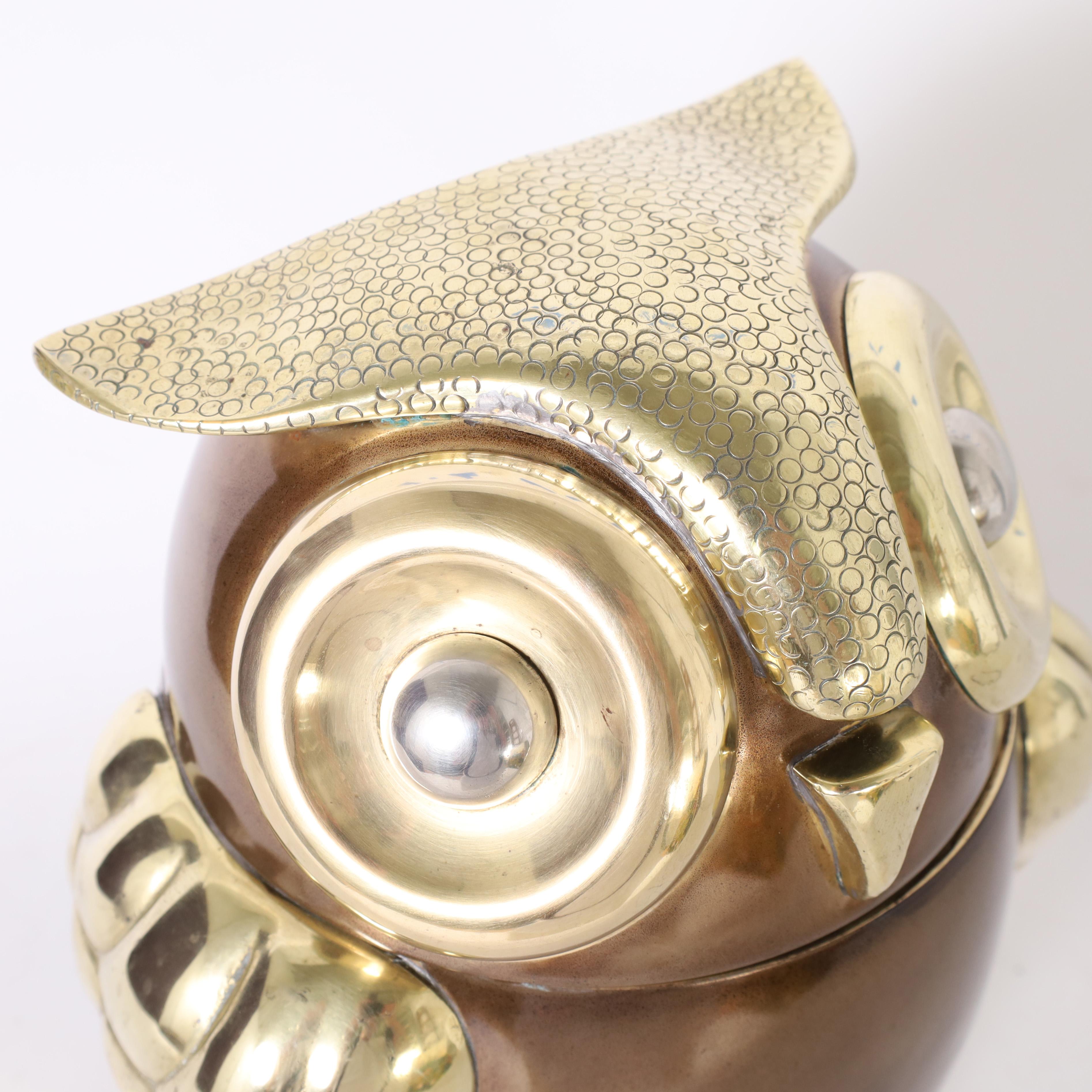 20th Century  Mid-Century Modernist Brass Owl Ice Bucket
