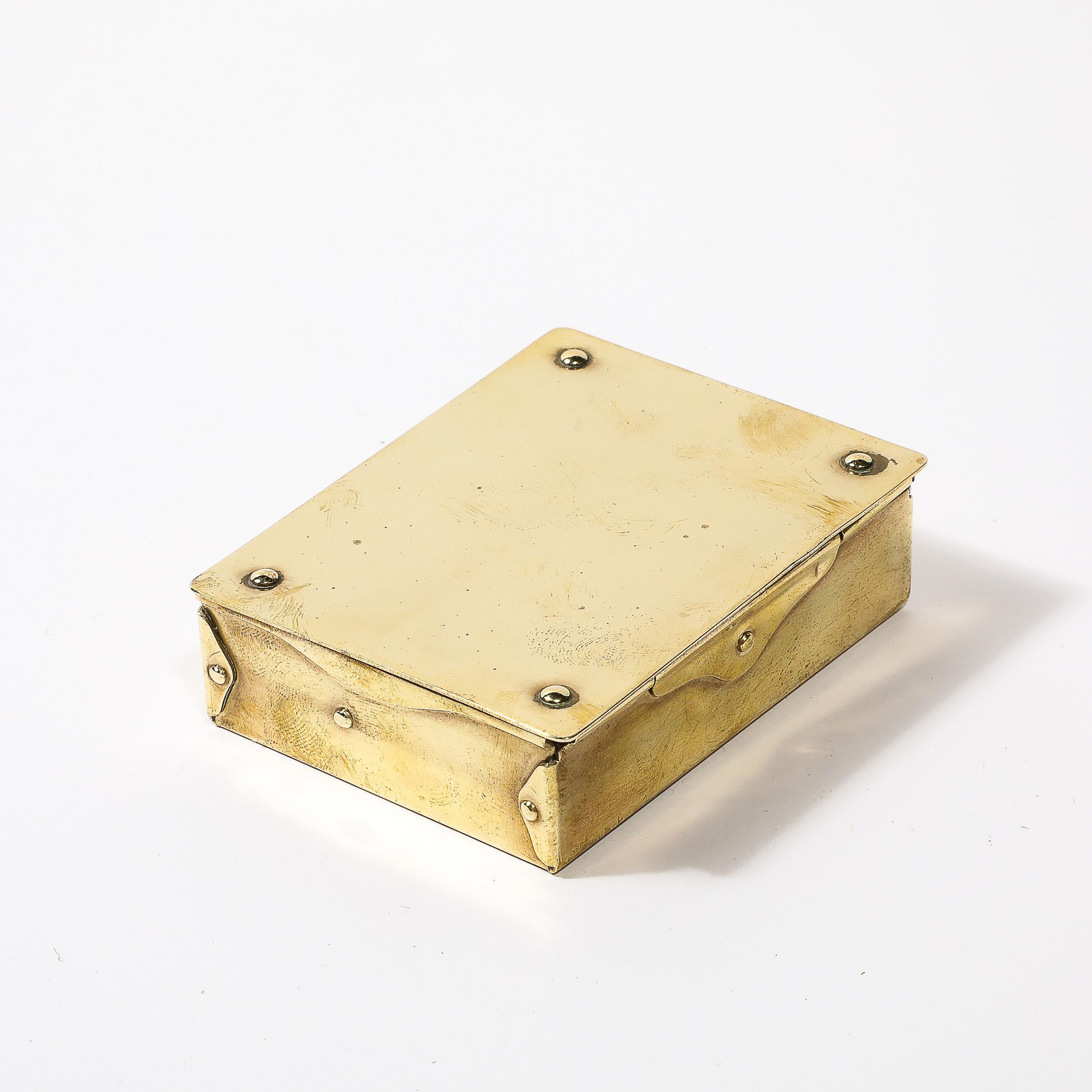 Mid-Century Modernist Brass Trinket Box W/ Rivet Detailing 1