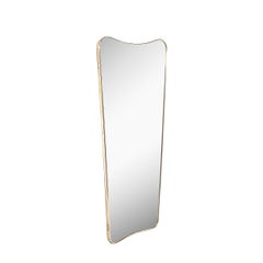 Mid-Century Modernist Brass Wrapped Mirror w/ Curvilinear Tapered Form