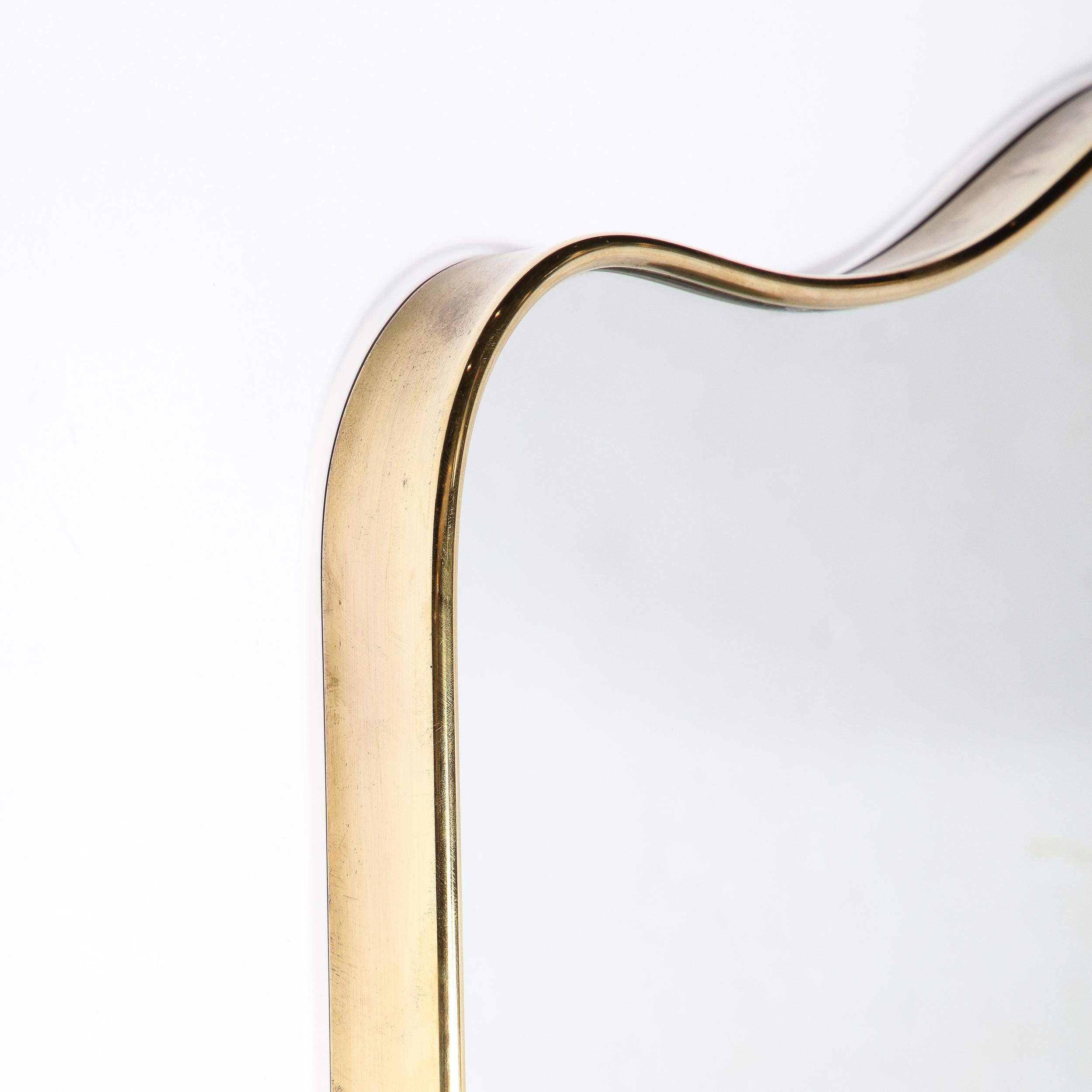 Mid-Century Modernist Brass Wrapped Mirror W/ Rounded Arch Motif  For Sale 4