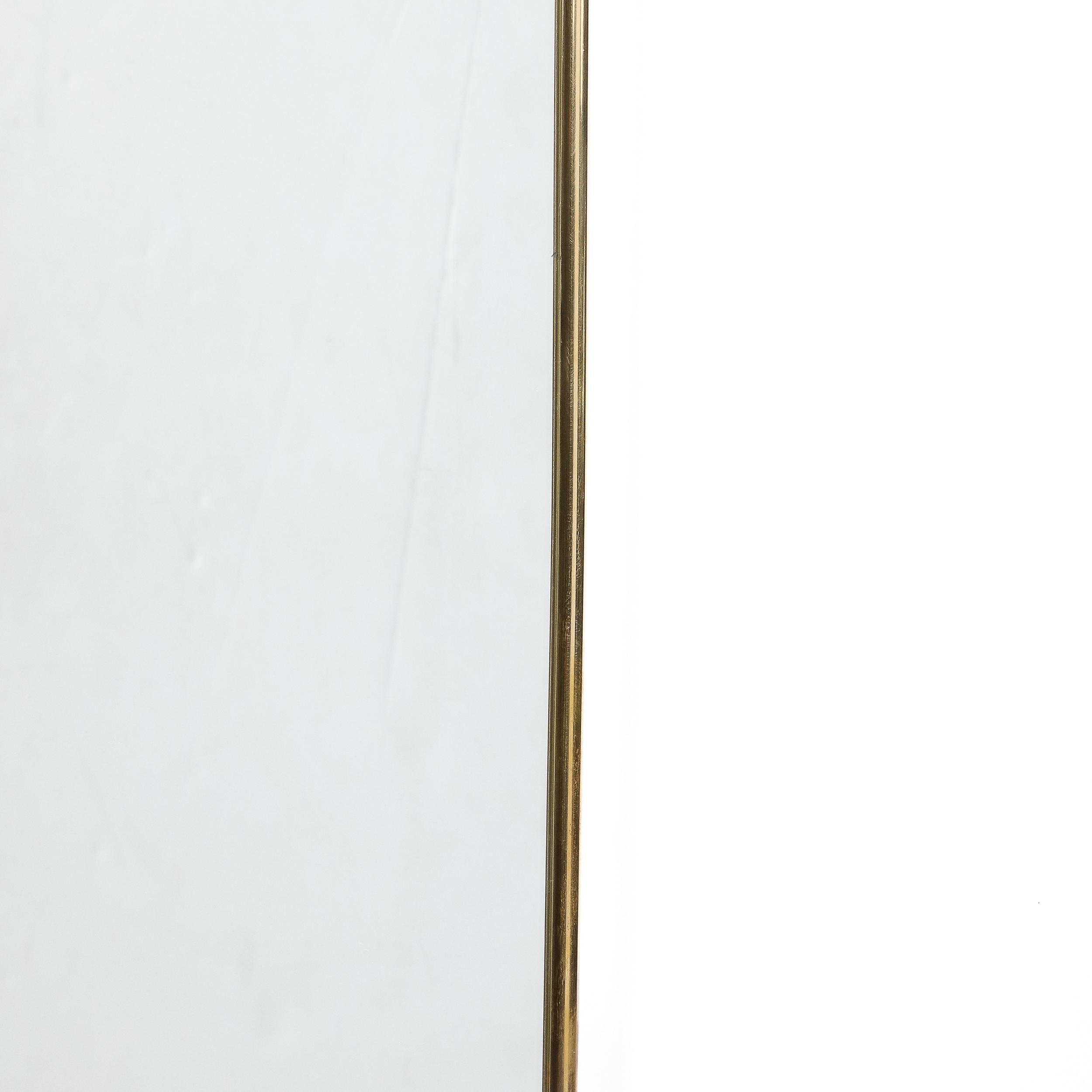 Italian Mid-Century Modernist Brass Wrapped Mirror W/ Rounded Arch Motif  For Sale