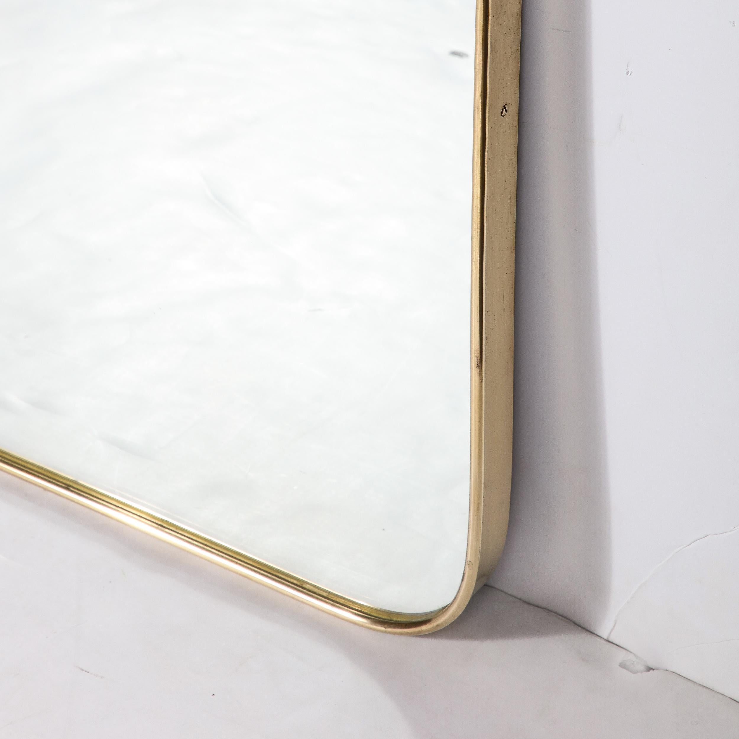 Mid-20th Century Mid-Century Modernist Brass Wrapped Mirror W/ Rounded Arch Motif  For Sale