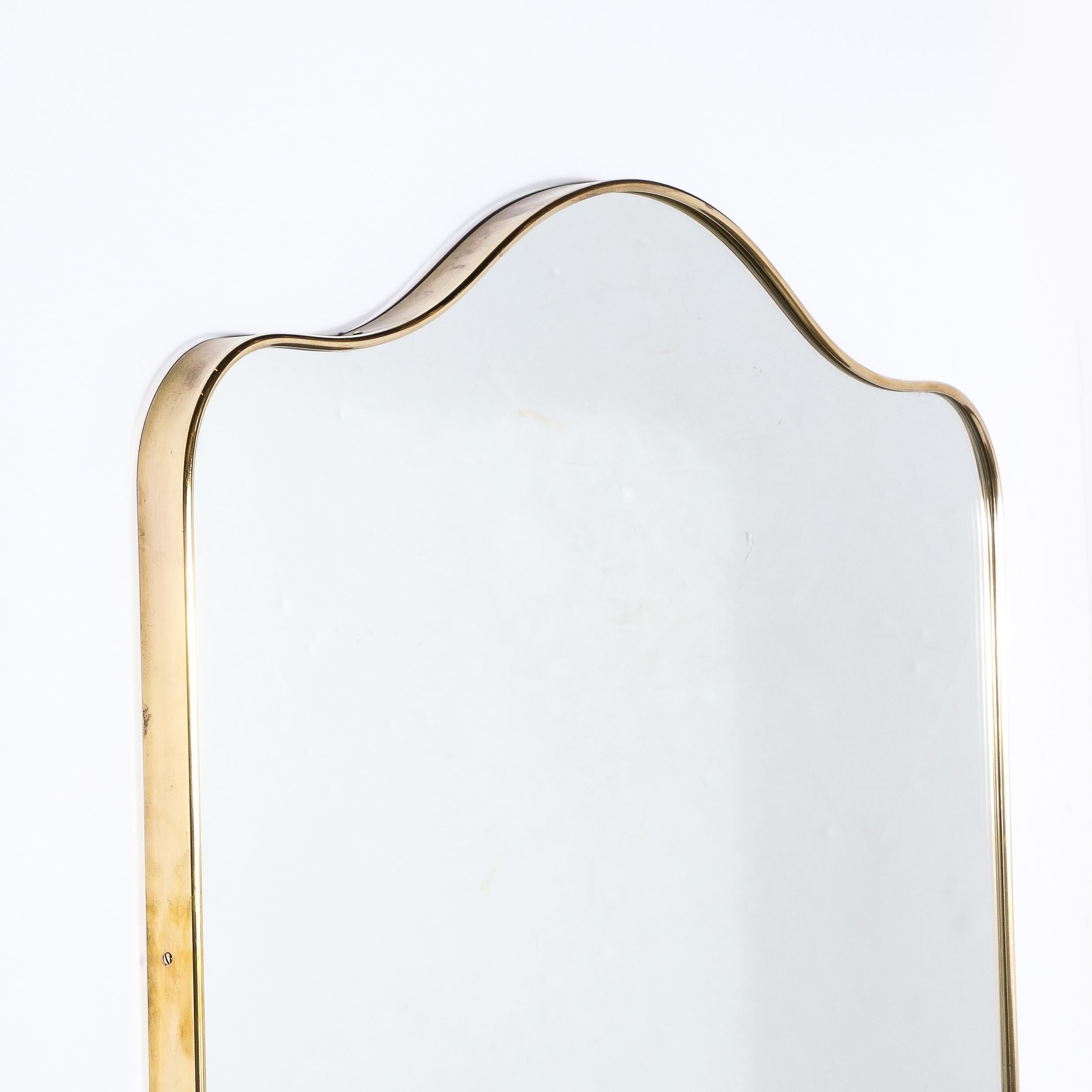Mid-Century Modernist Brass Wrapped Mirror W/ Rounded Arch Motif  For Sale 2