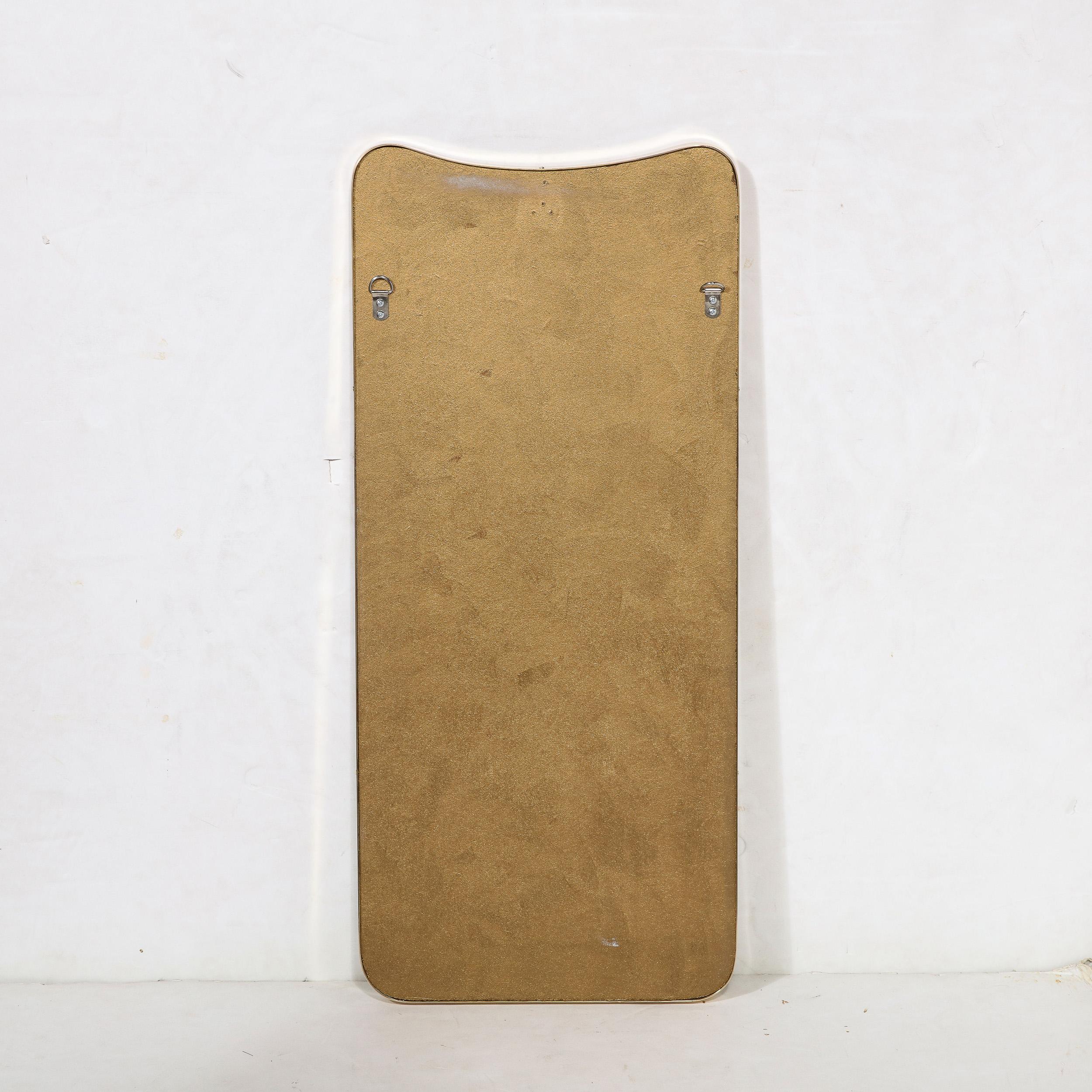 Mid-Century Modernist Brass Wrapped Mirror with Rounded Top Detailing 5