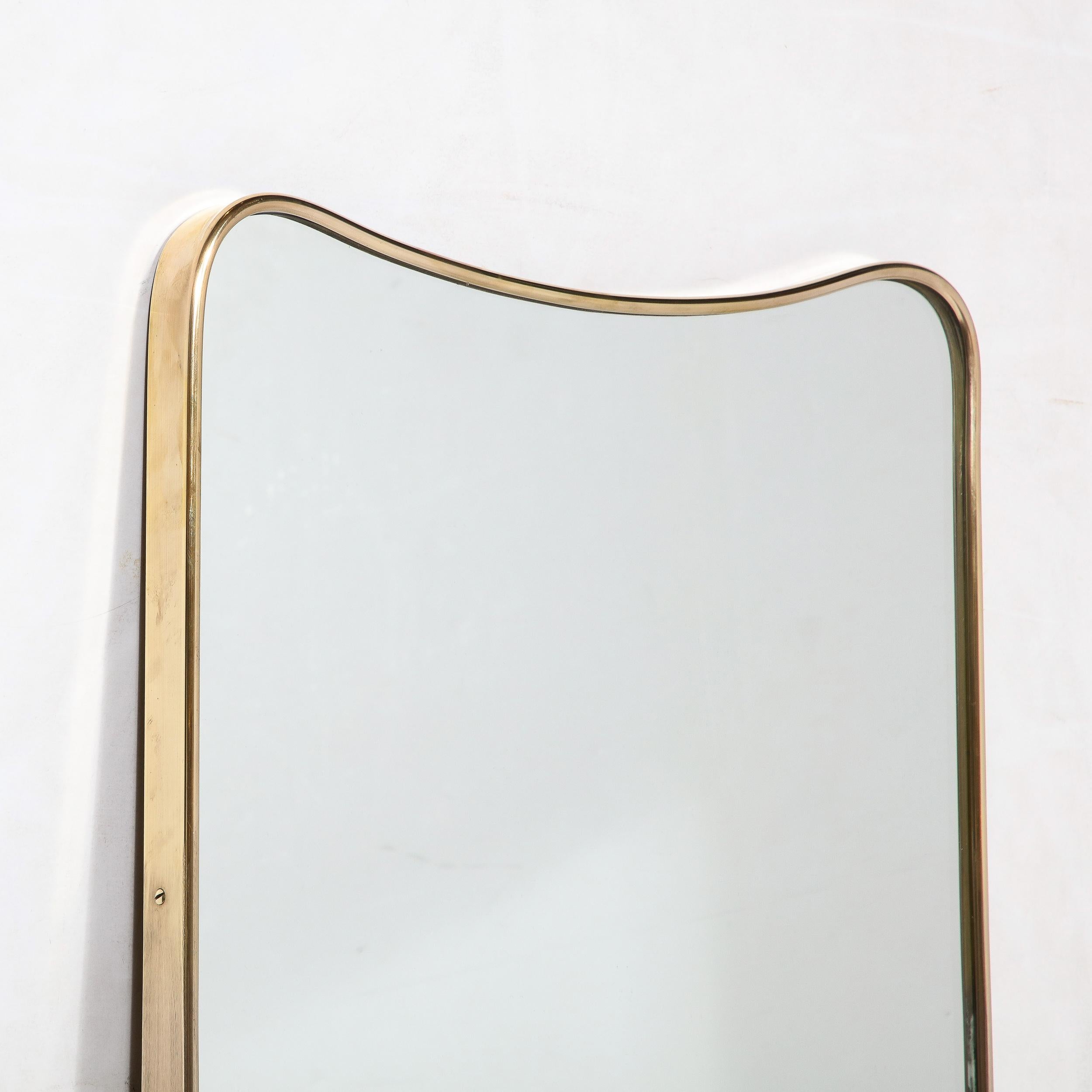 Mid-Century Modernist Brass Wrapped Mirror with Rounded Top Detailing 1
