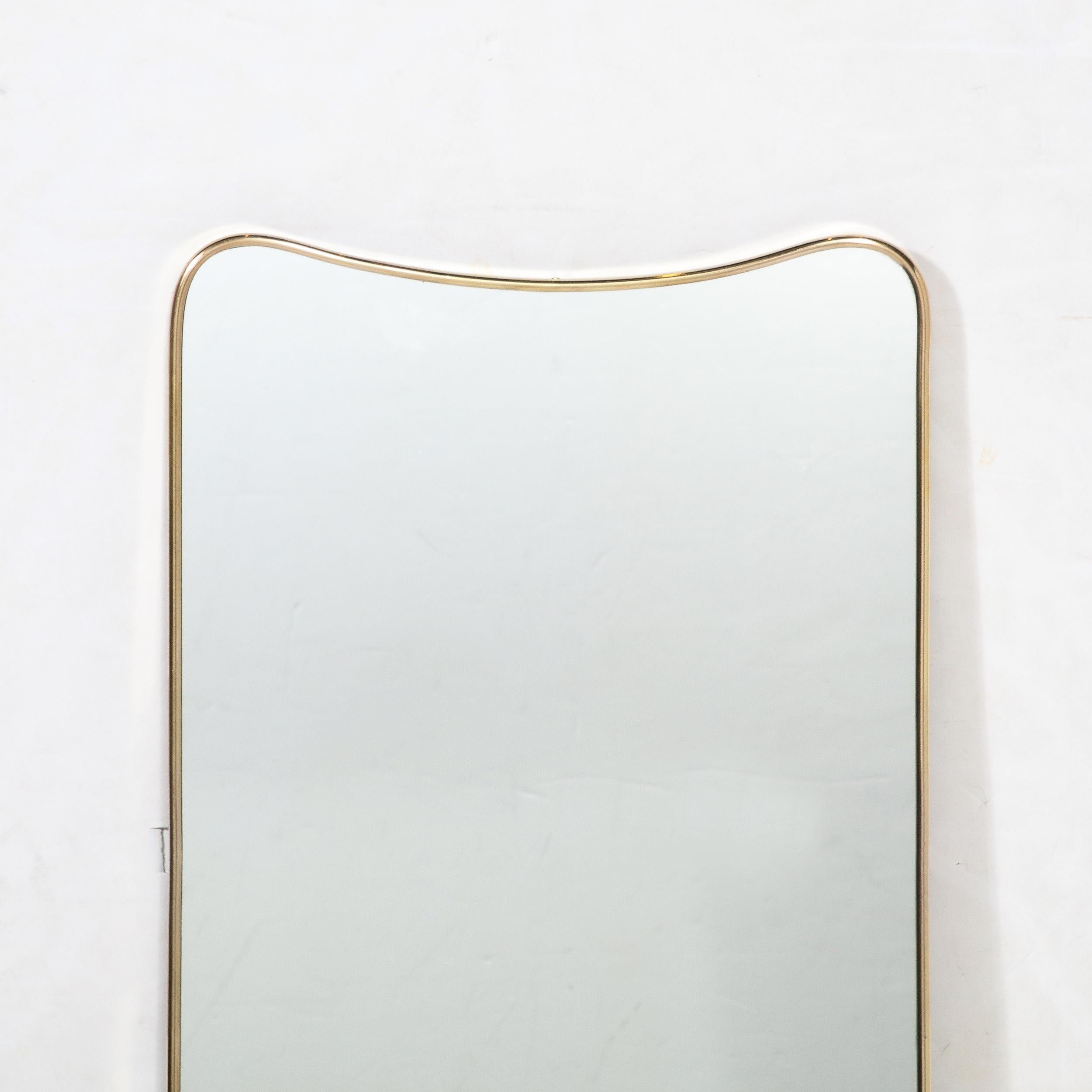 Mid-Century Modernist Brass Wrapped Mirror with Rounded Top Detailing 3