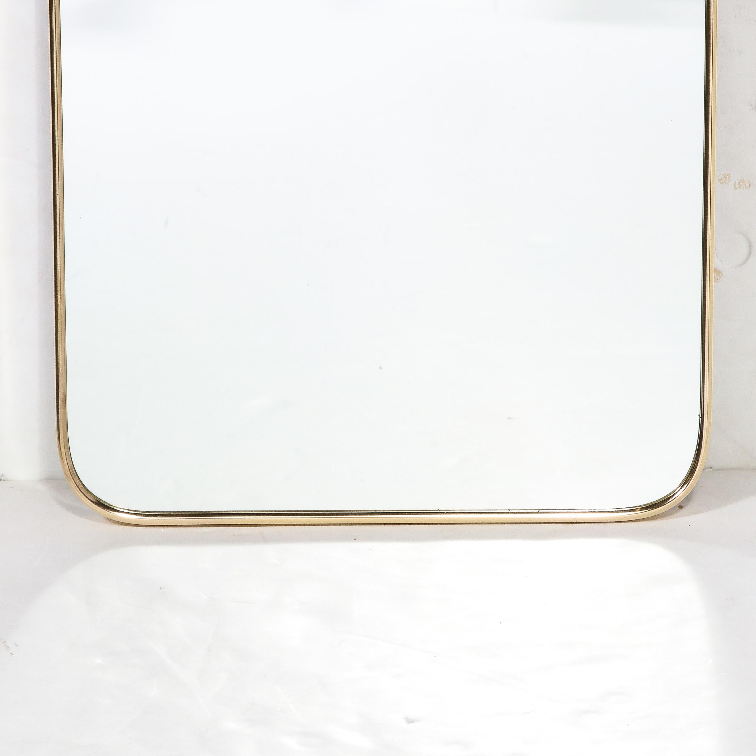 Mid-Century Modernist Brass Wrapped Mirror with Rounded Top Detailing 4