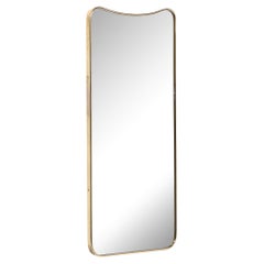 Mid-Century Modernist Brass Wrapped Mirror with Rounded Top Detailing