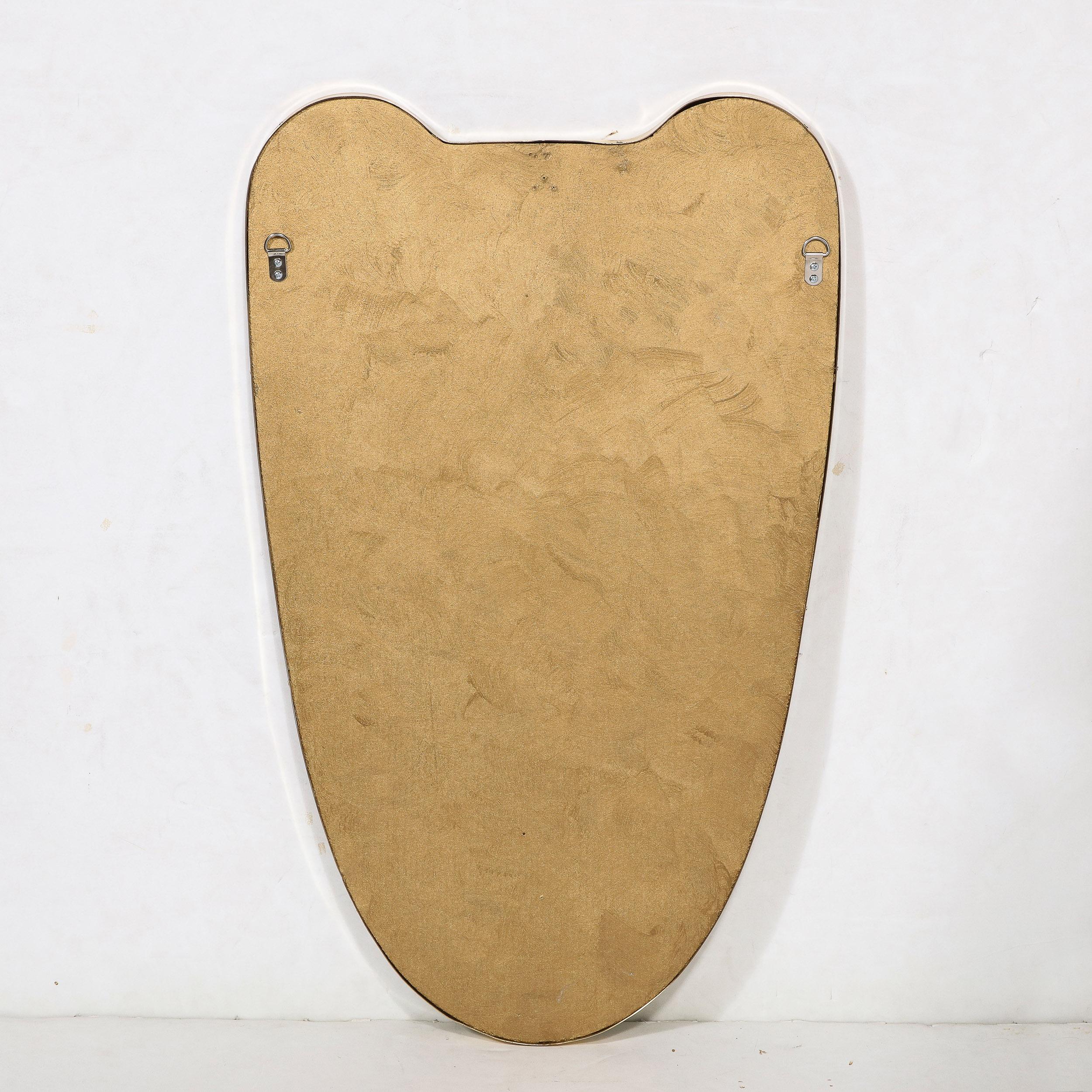 Mid-Century Modernist Brass Wrapped Shield Form Mirror For Sale 5