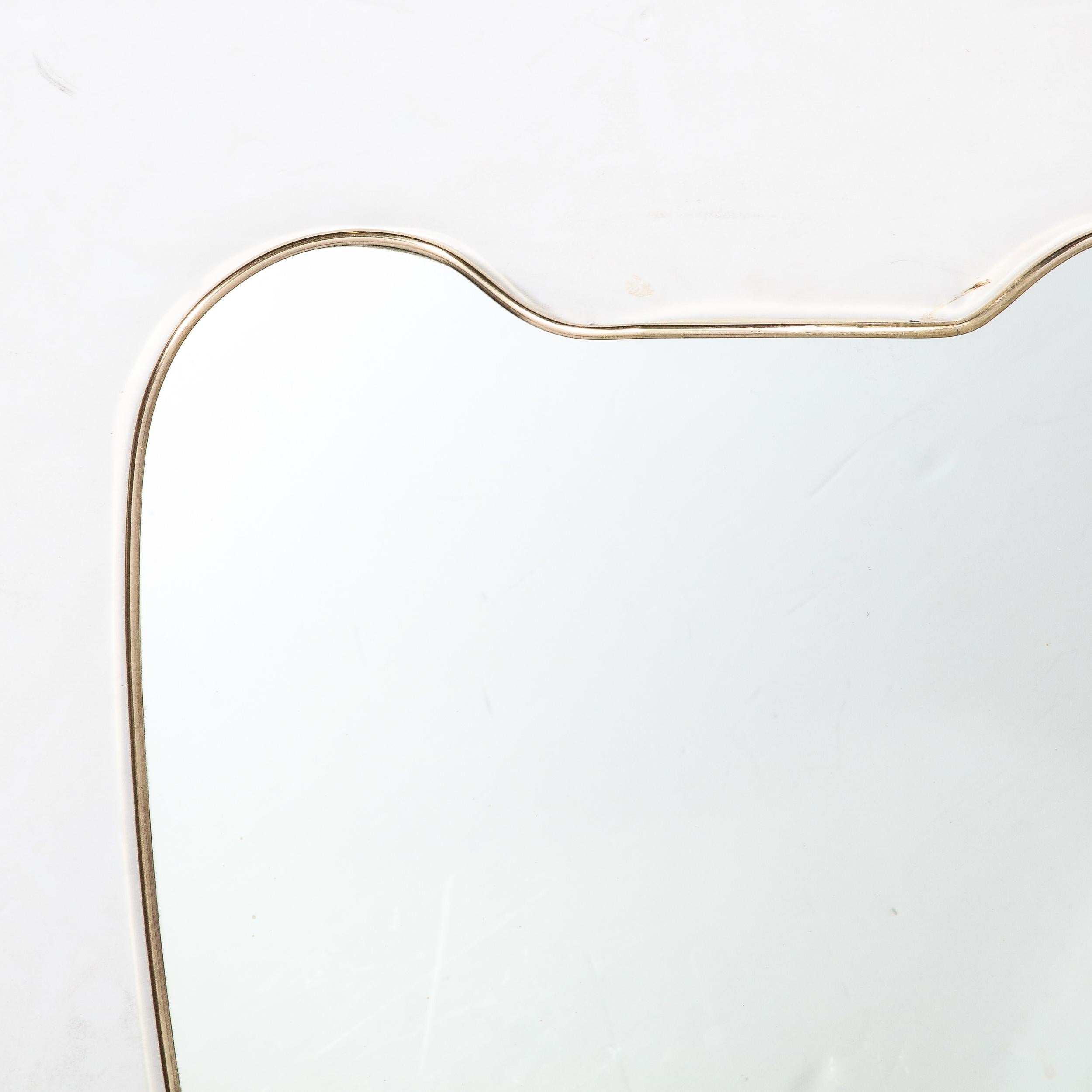 Mid-20th Century Mid-Century Modernist Brass Wrapped Shield Form Mirror For Sale