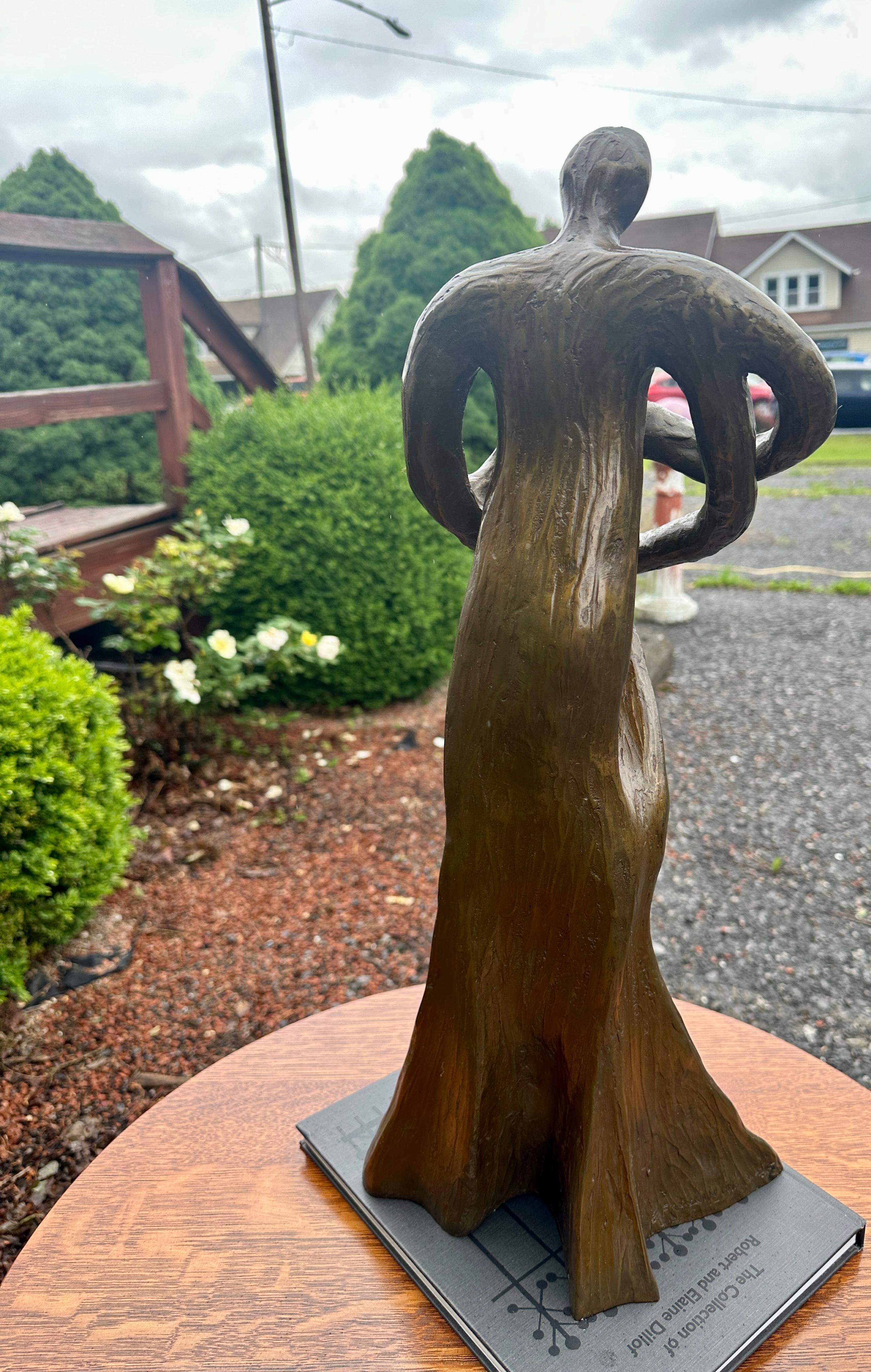 Mid-Century Modernist Bronze of Mother and Child - W8391               20%  SALE For Sale 5