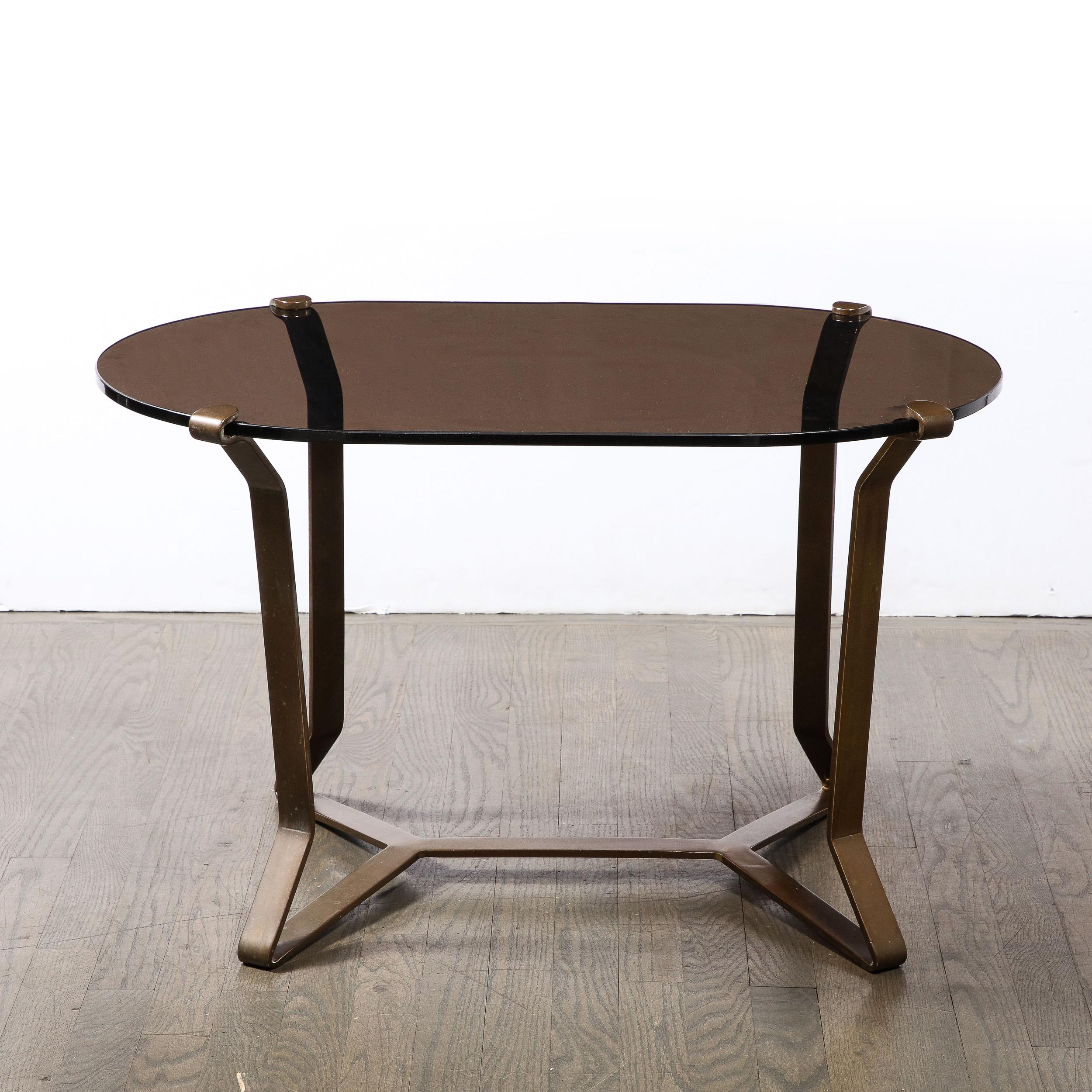 Mid-Century Modernist Bronze & Smoked Glass Cocktail / Occasional  Table  For Sale 7