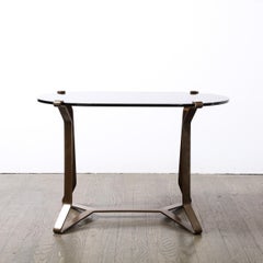 Mid-Century Modernist Bronze & Smoked Glass Cocktail / Occasional  Table
