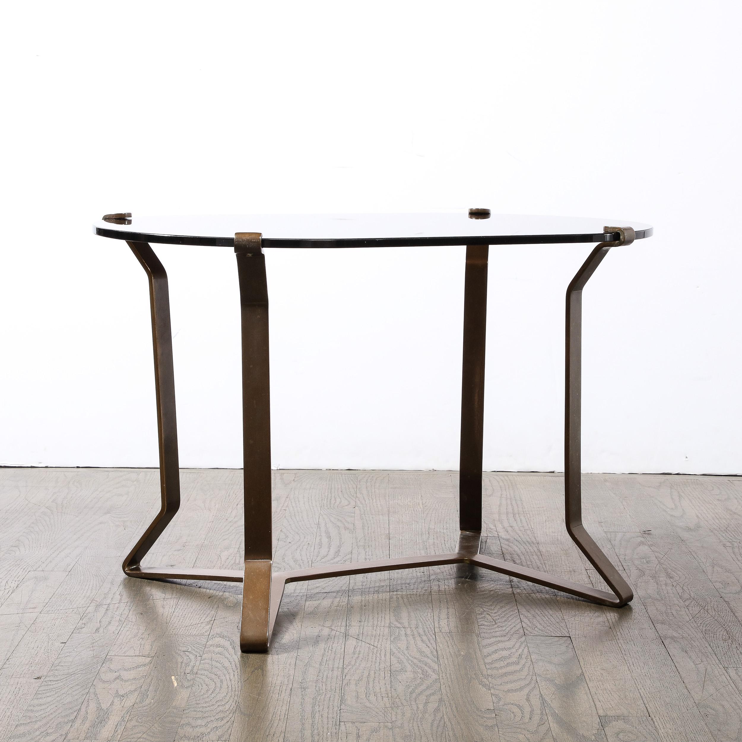 American Mid-Century Modernist Bronze & Smoked Glass Cocktail / Occasional  Table  For Sale