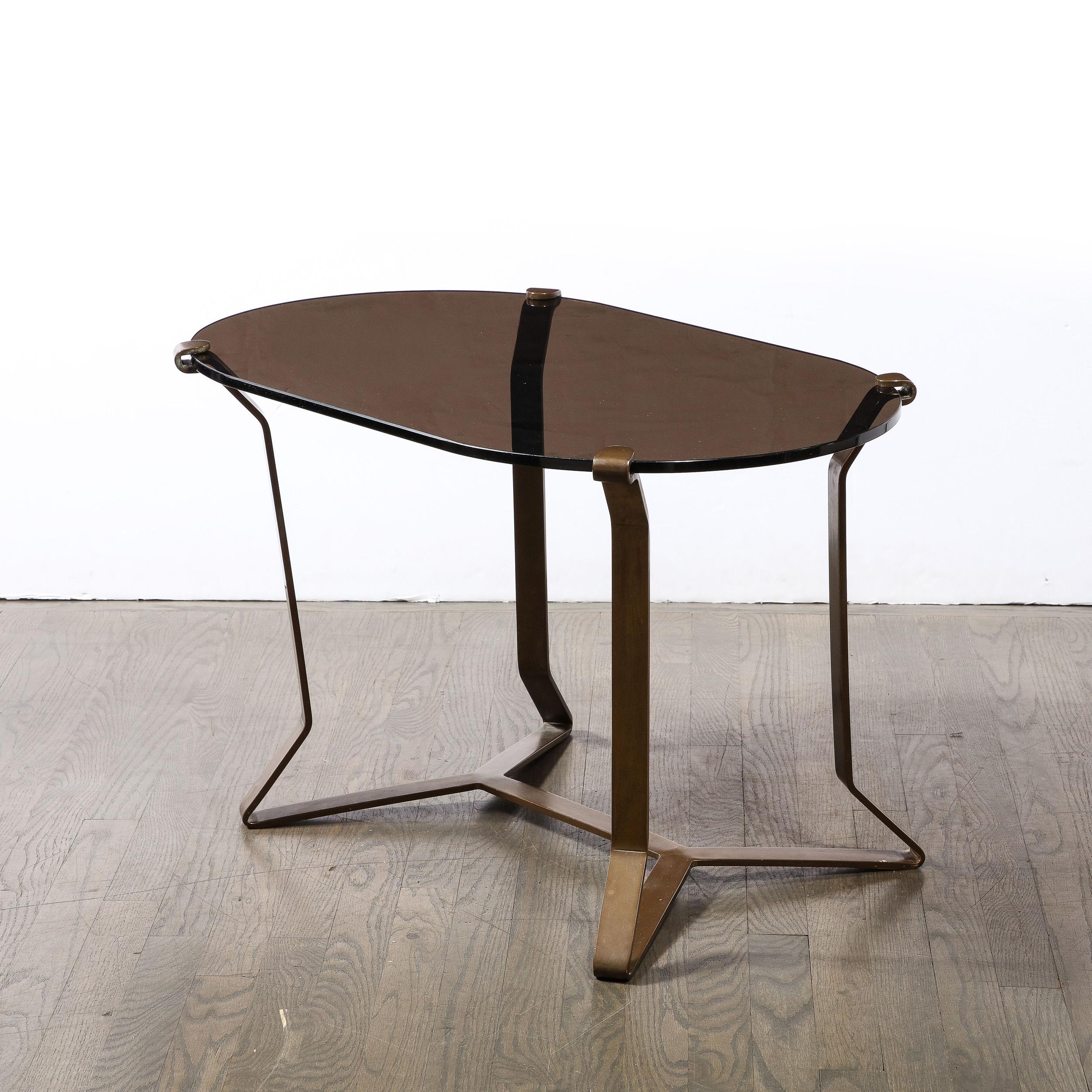 Mid-Century Modernist Bronze & Smoked Glass Cocktail / Occasional  Table  For Sale 4