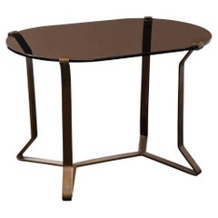Mid-Century Modernist Bronze & Smoked Glass Cocktail / Occasional  Table 