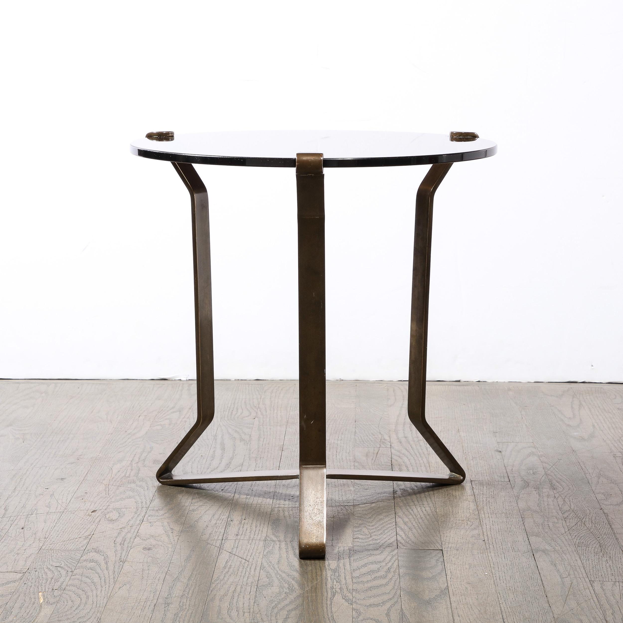 Mid-Century Modernist Bronze & Smoked Glass Side/ Occasional Table For Sale 5