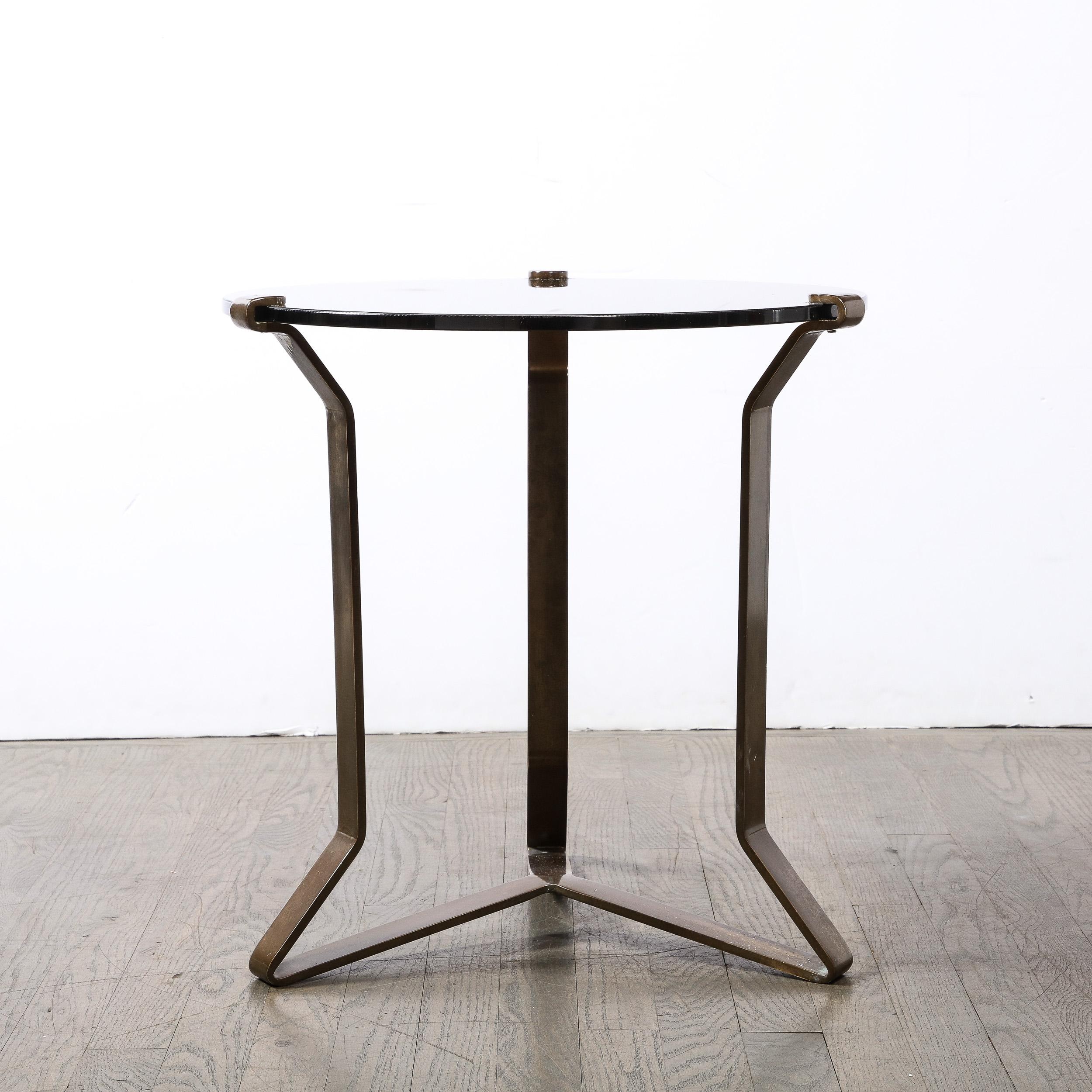 Mid-Century Modernist Bronze & Smoked Glass Side/ Occasional Table For Sale 4