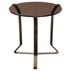 Mid-Century Modernist Bronze & Smoked Glass Side/ Occasional Table